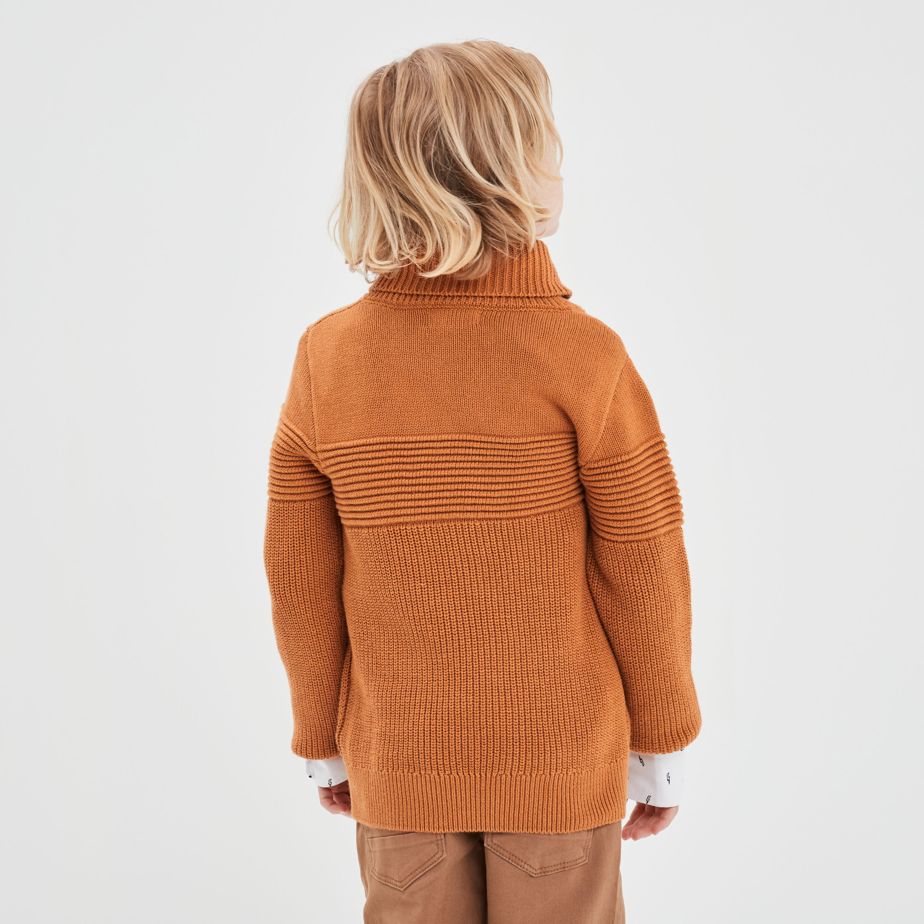 Pull avec col roulé marron cognac garçon | La Halle