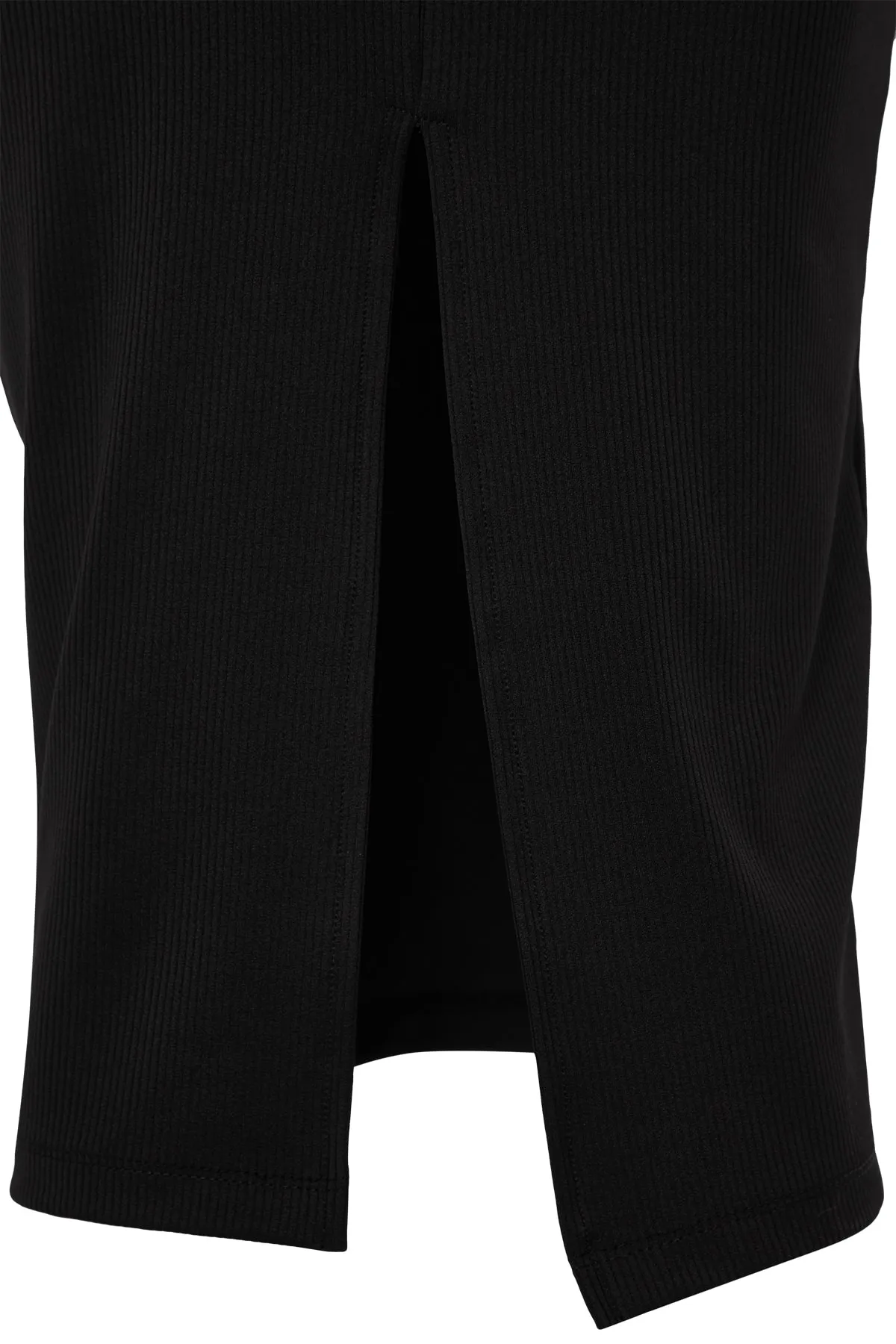 Trendyol Collection  Schwarzes, elegant geschnittenes Midi-Tüllkleid mit hohem Kragen und geripptem, flexiblem Strickkleid TWOAW24EL00177