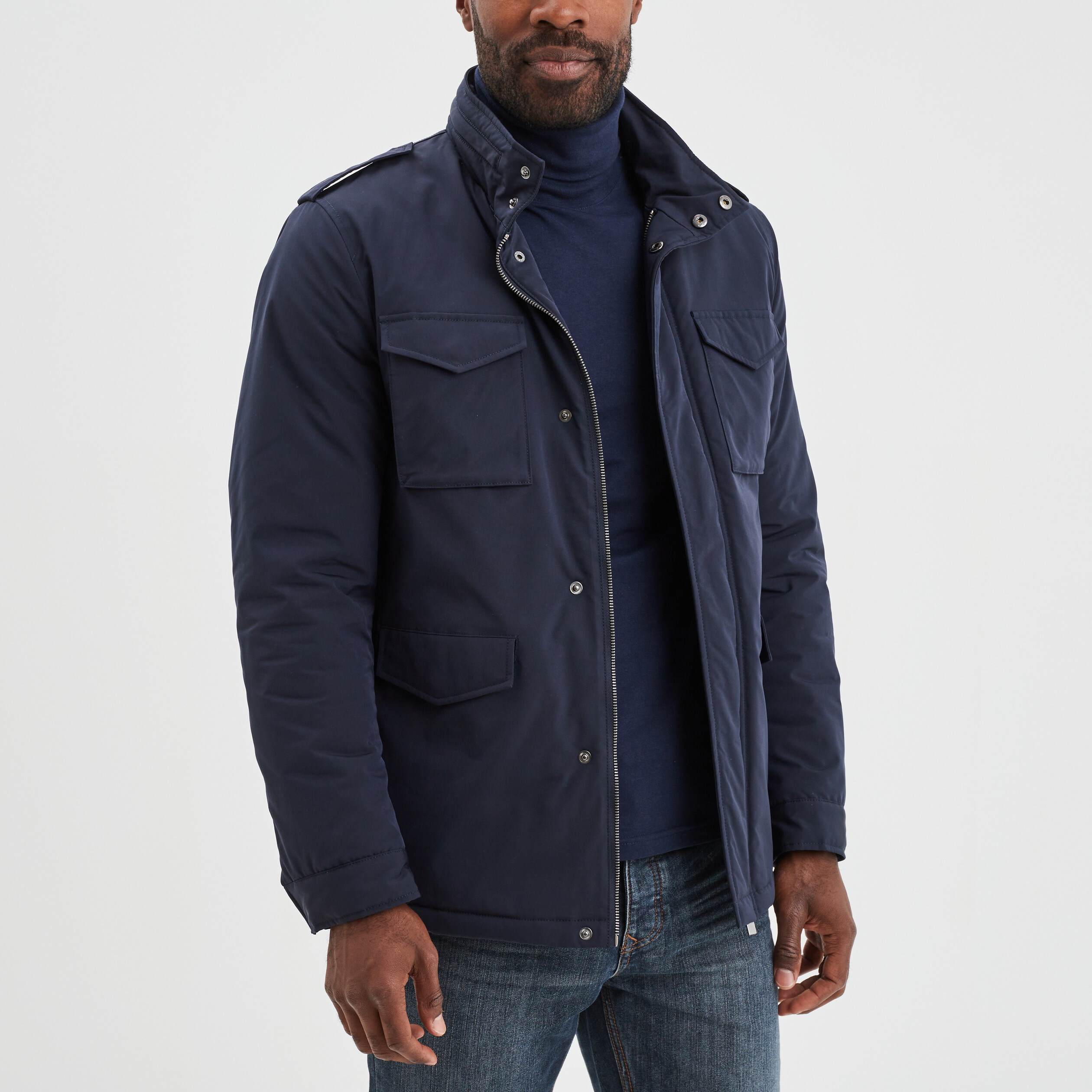 Veste saharienne poches à rabats bleu foncé homme | La Halle