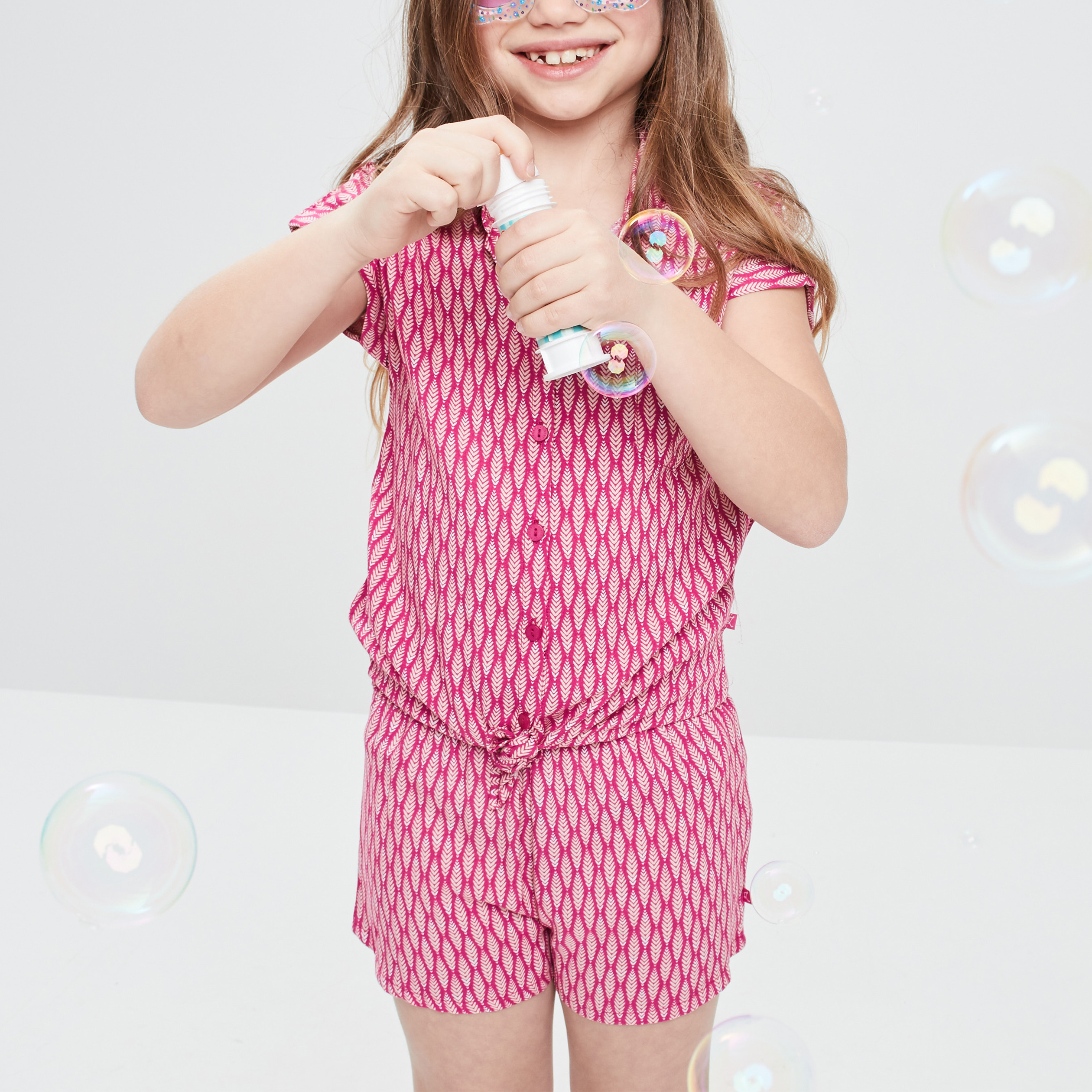 Chemise manches courtes rose fushia fille | La Halle