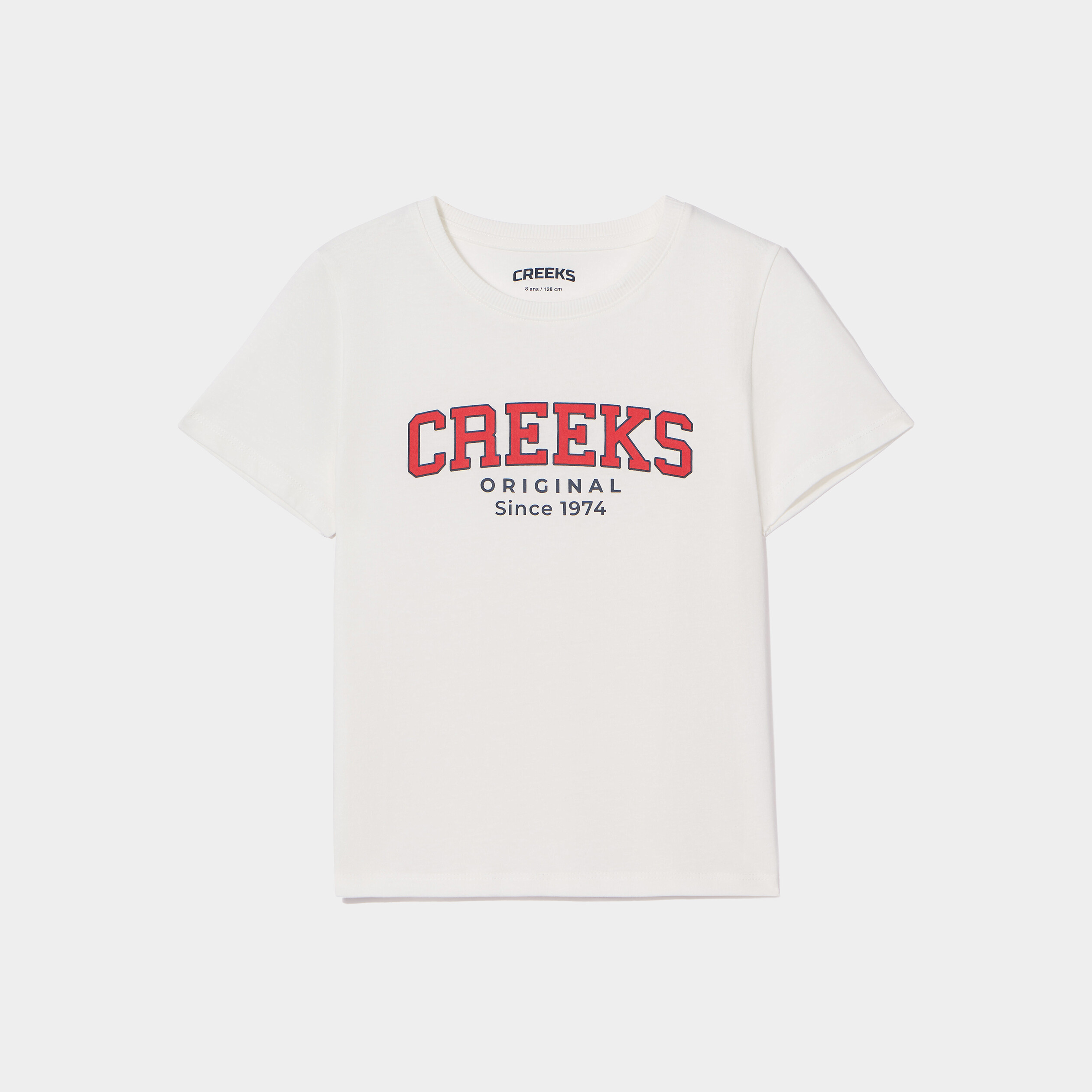 T-shirt manches courtes coton Creeks blanc garçon | La Halle