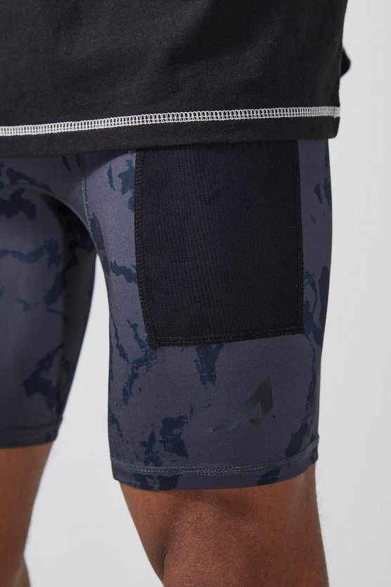 Active Leggings-Shorts mit Acid-Waschung