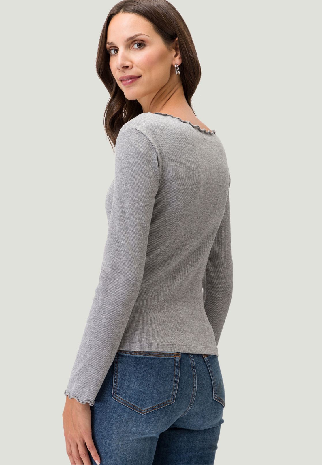 Shirt V-Ausschnitt mit Raffung
