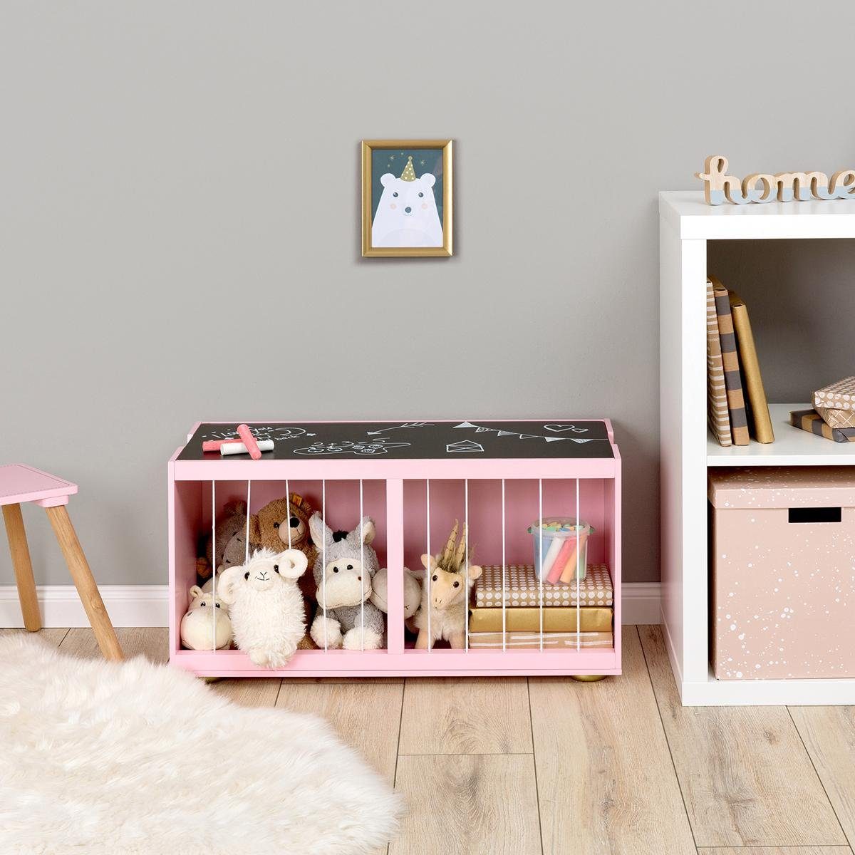 MUSTERKIND® Truhe Tilia, rosé/gold, mit Kreidetafel