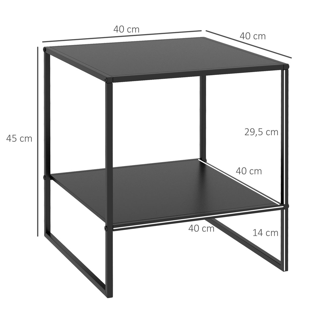 HOMCOM Couchtisch Beistelltisch, Sofatisch mit Ablage, Nachttisch, Schwarz