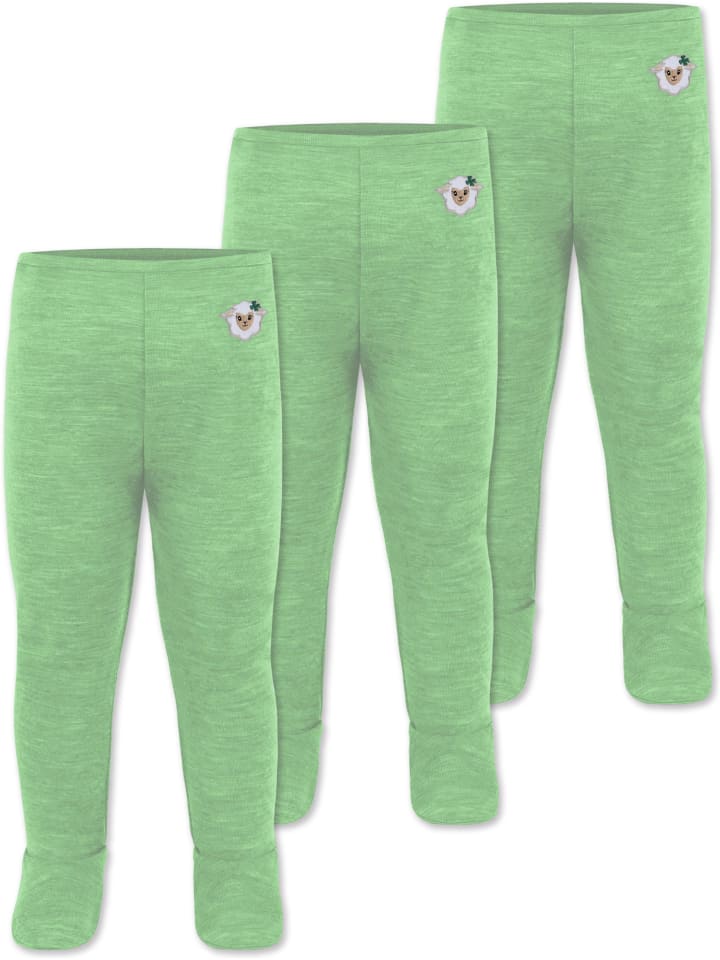 Normani Outdoor Sports 3er Pack Baby Merino Hose mit Füßen in Grün günstig kaufen