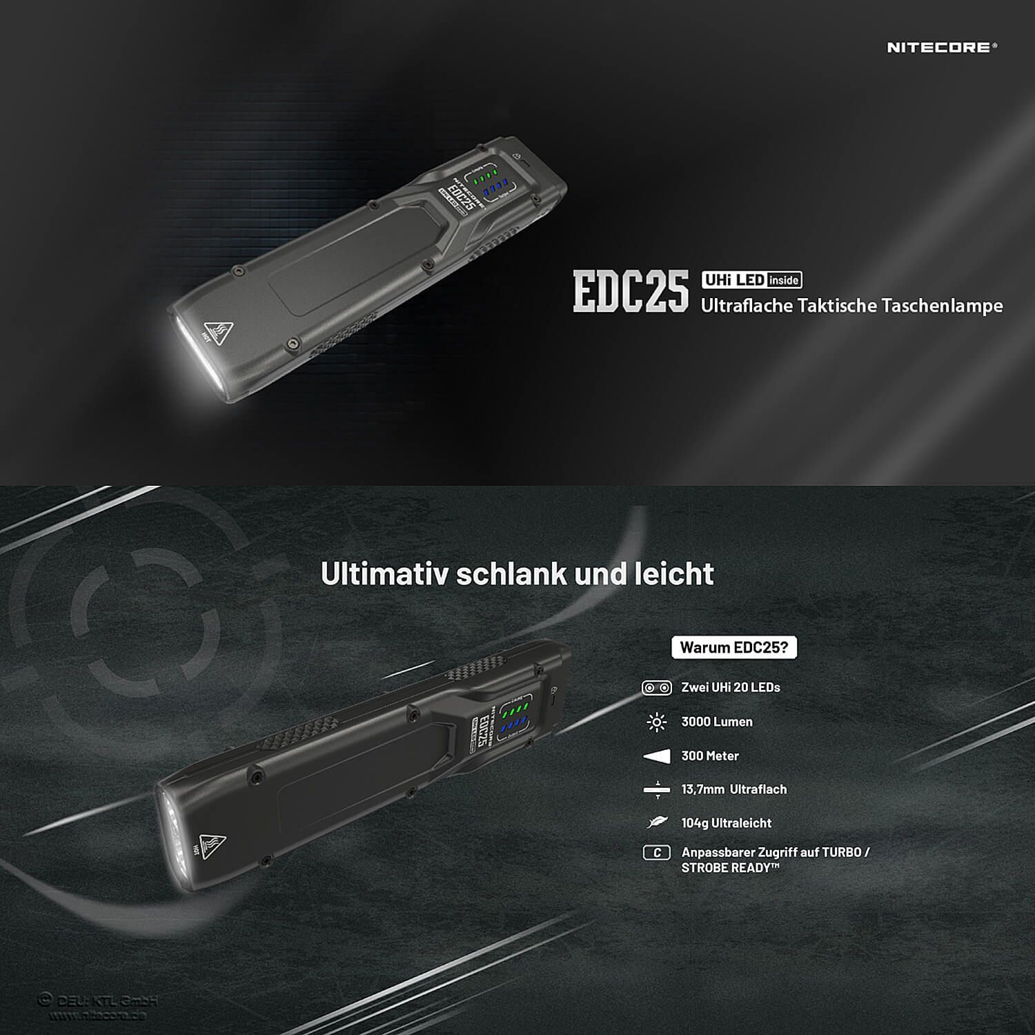 LED Taschenlampe EDC25 - 3000 Lumen