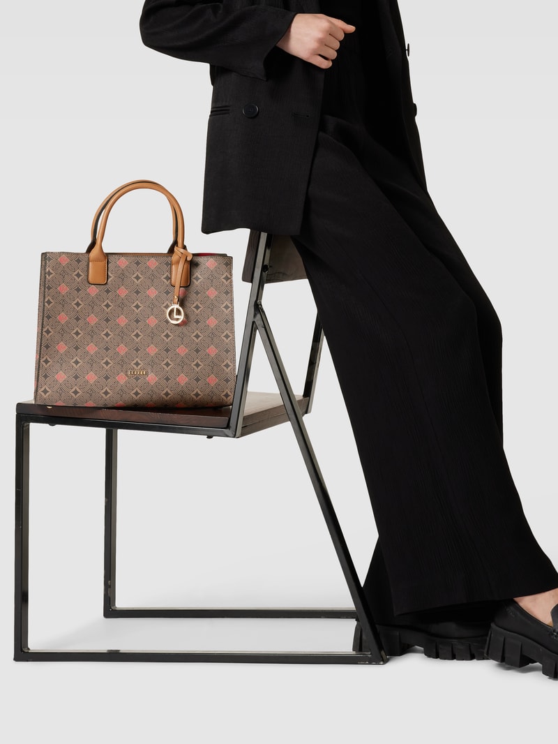 Handtasche mit Allover-Muster Modell 'Kiana' in mittelbraun