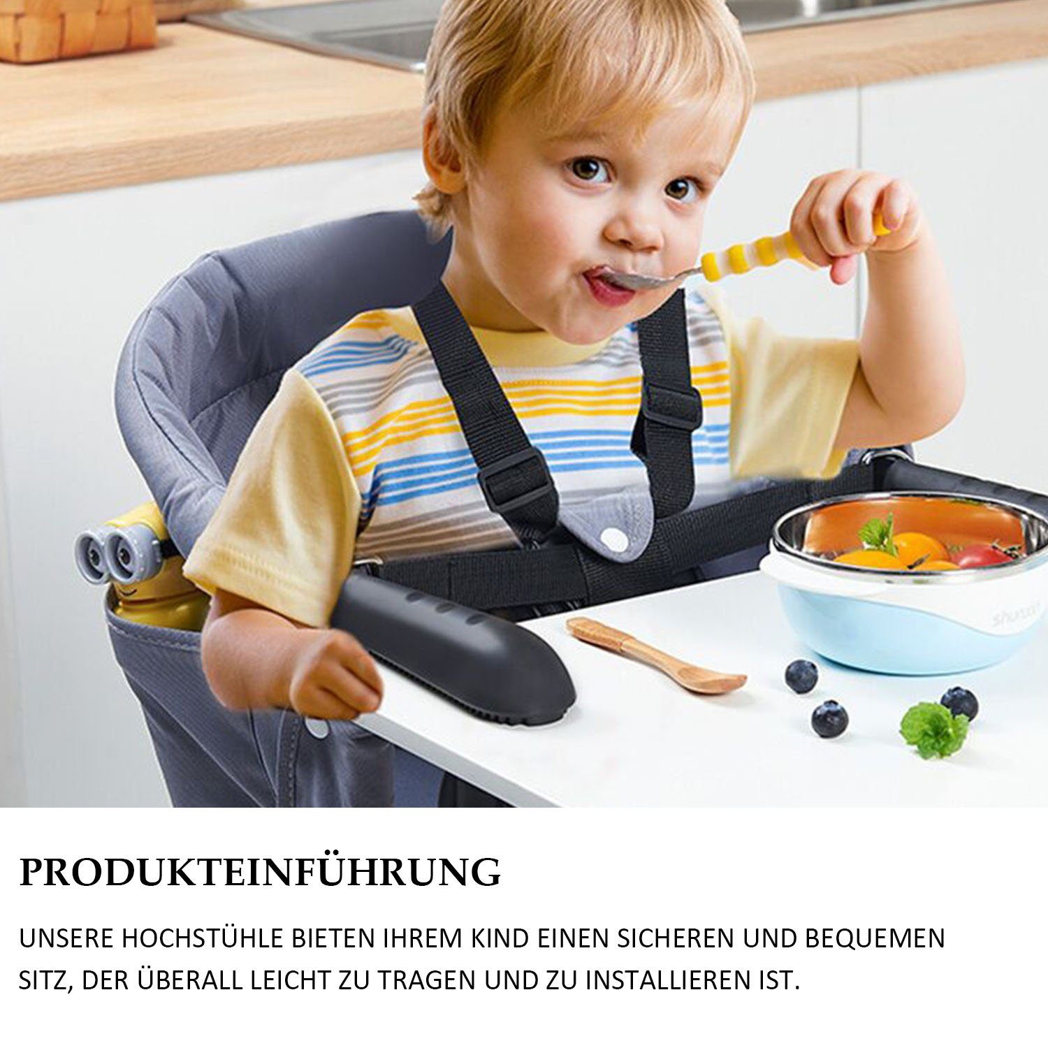 TOPMELON Hochstuhl Baby Tischsitz mit 7-Punkt-Sicherheitsgurt für Outdoor