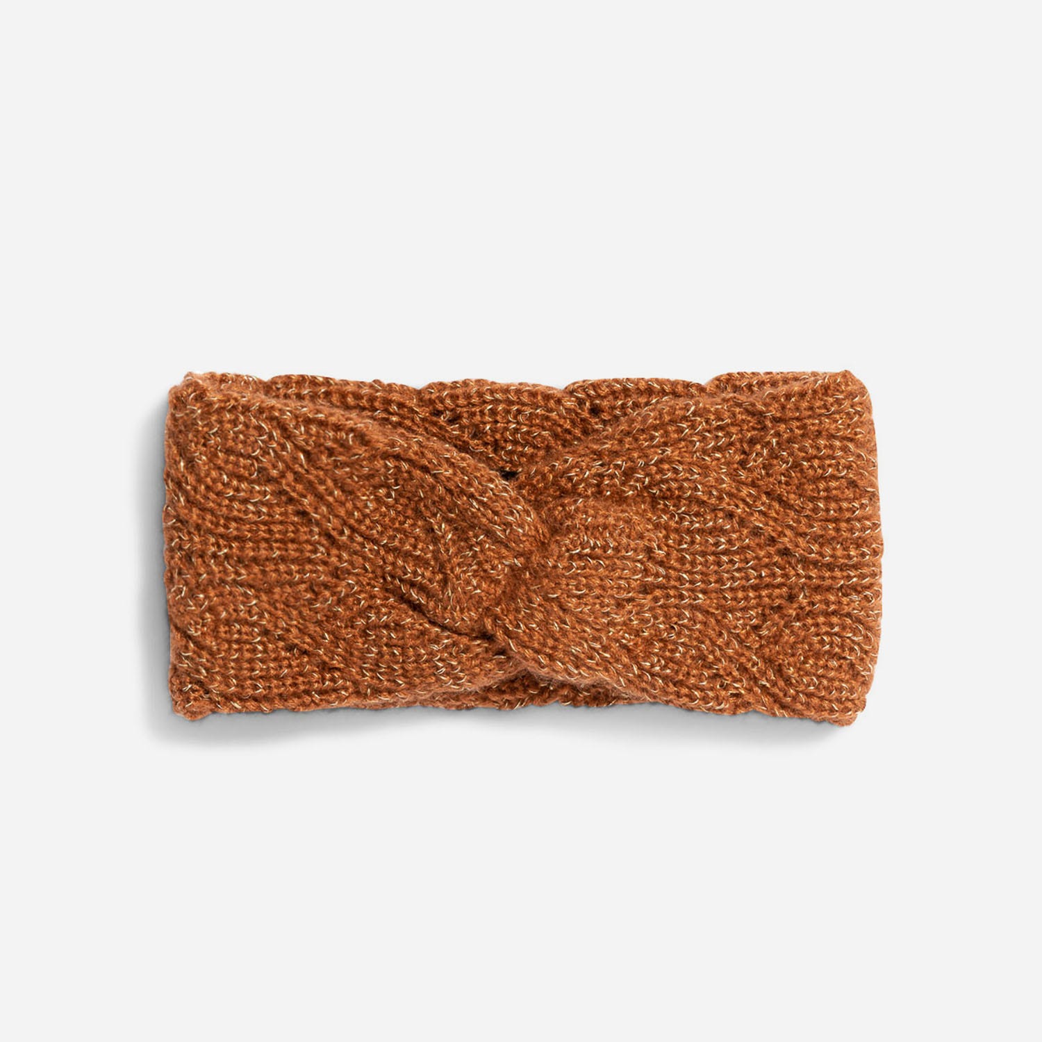 Bandeau terracotta en maille torsadée lurex