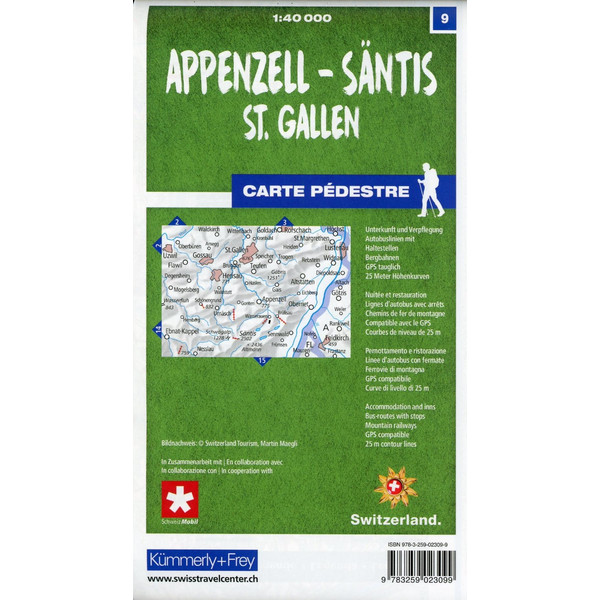 Appenzell - Säntis / St. Gallen 09 Wanderkarte 1:40 000 matt laminiert - Wanderkarte