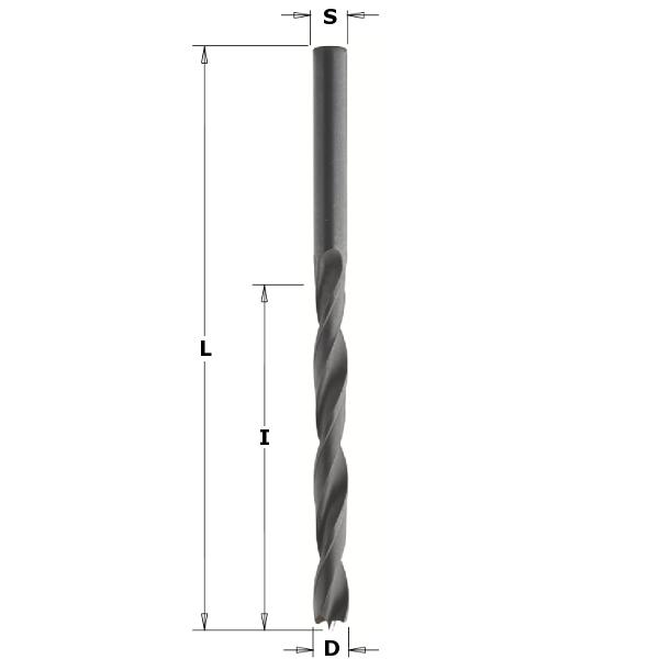 CMT 516.025.51 Broca para madera con punta de clavo, diámetro recto 2,5 mm