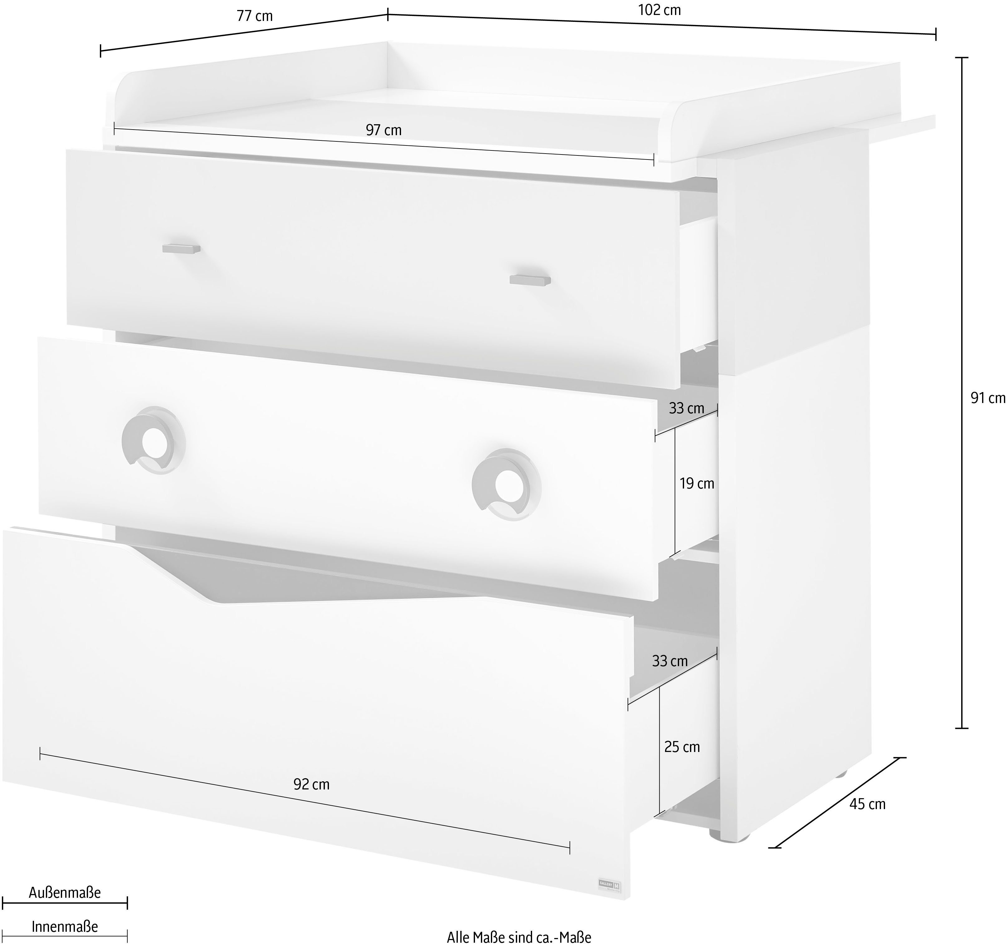GALLERY M branded by Musterring Babyzimmer-Komplettset, (Set, 5-St), breiter Kleiderschrank, inkl. 1 Unterstellregal für die Wickelkommode