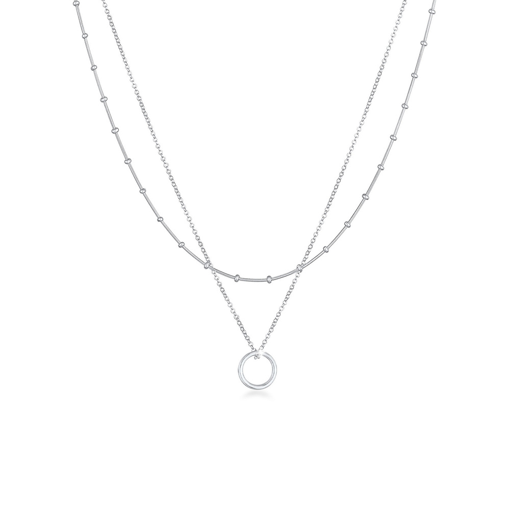 Elli Elli Collier Pendentif rond en chaîne boule pour dames intemporel en argent sterl collier