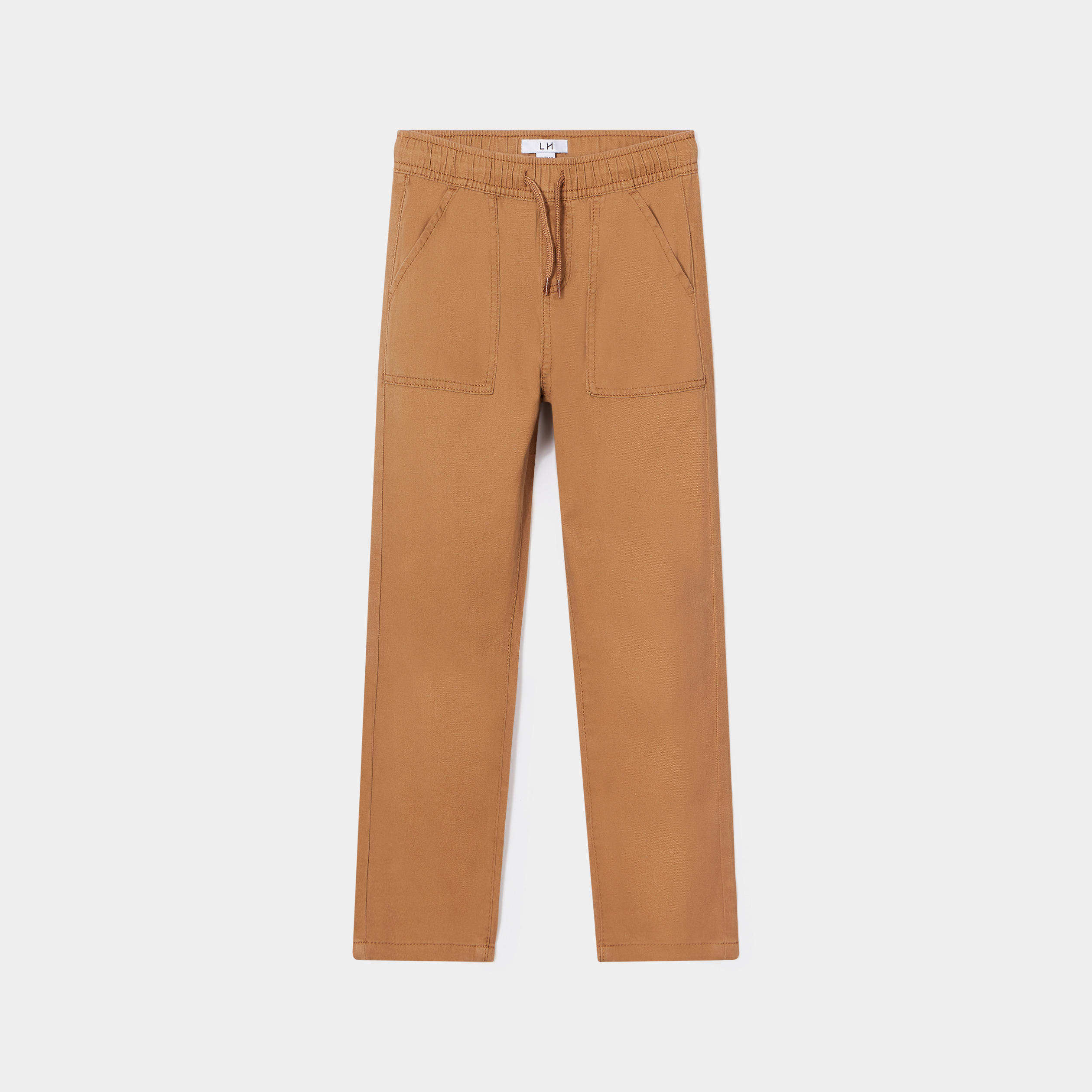 Pantalon jogger taille à coulisse coton marron garçon | La Halle
