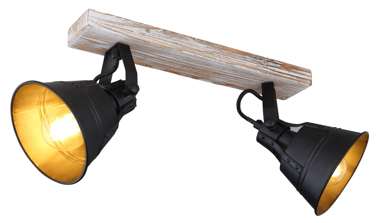 Globo Lighting - GÜNTHER - Strahler Holz weiß, 2x E27
