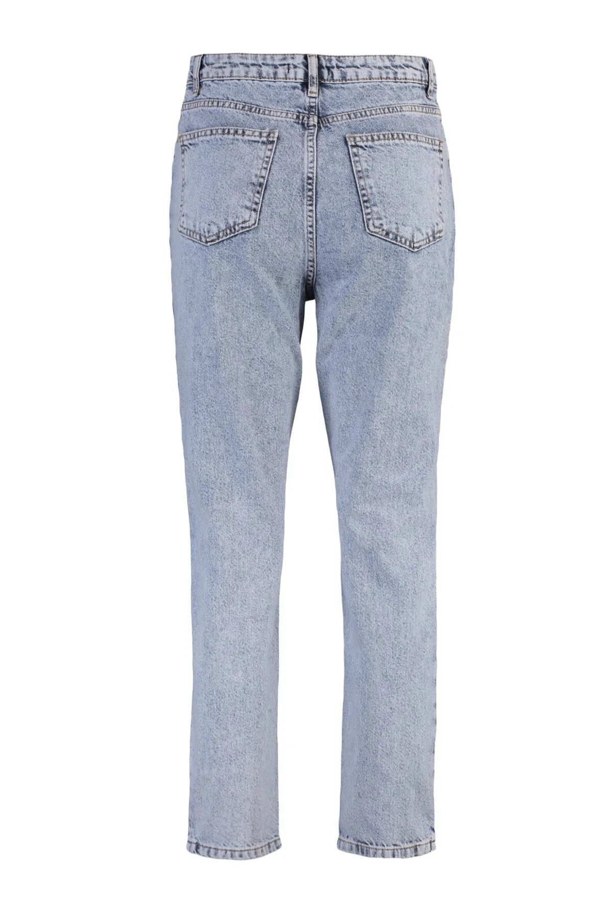Trendyol Collection  Hellblaue Mom-Jeans mit hoher Taille und Wascheffekt TWOSS21JE0028
