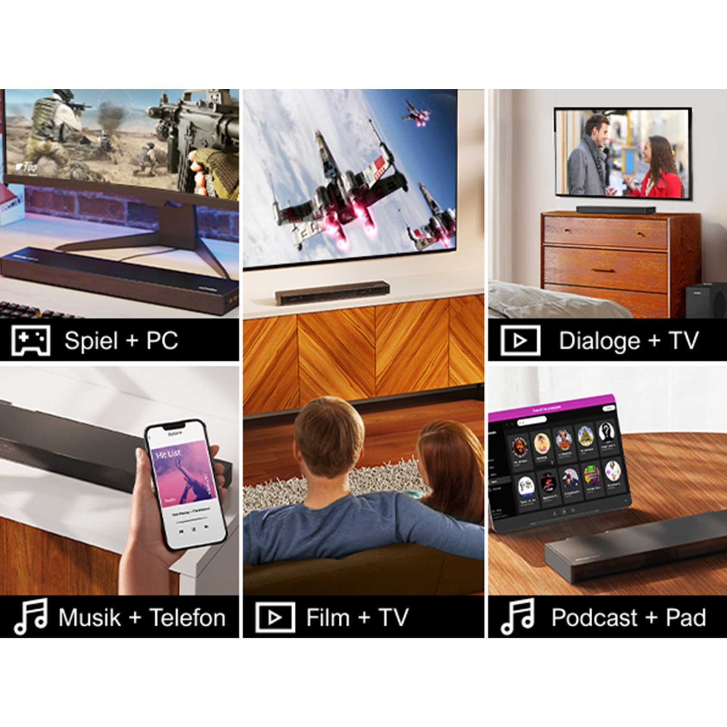 Ultimea Nova S50 2.1 Dolby Atmos Soundbar (BassMAX, 3D Surround Sound System für TV, PC Lautsprecher Heimkino)