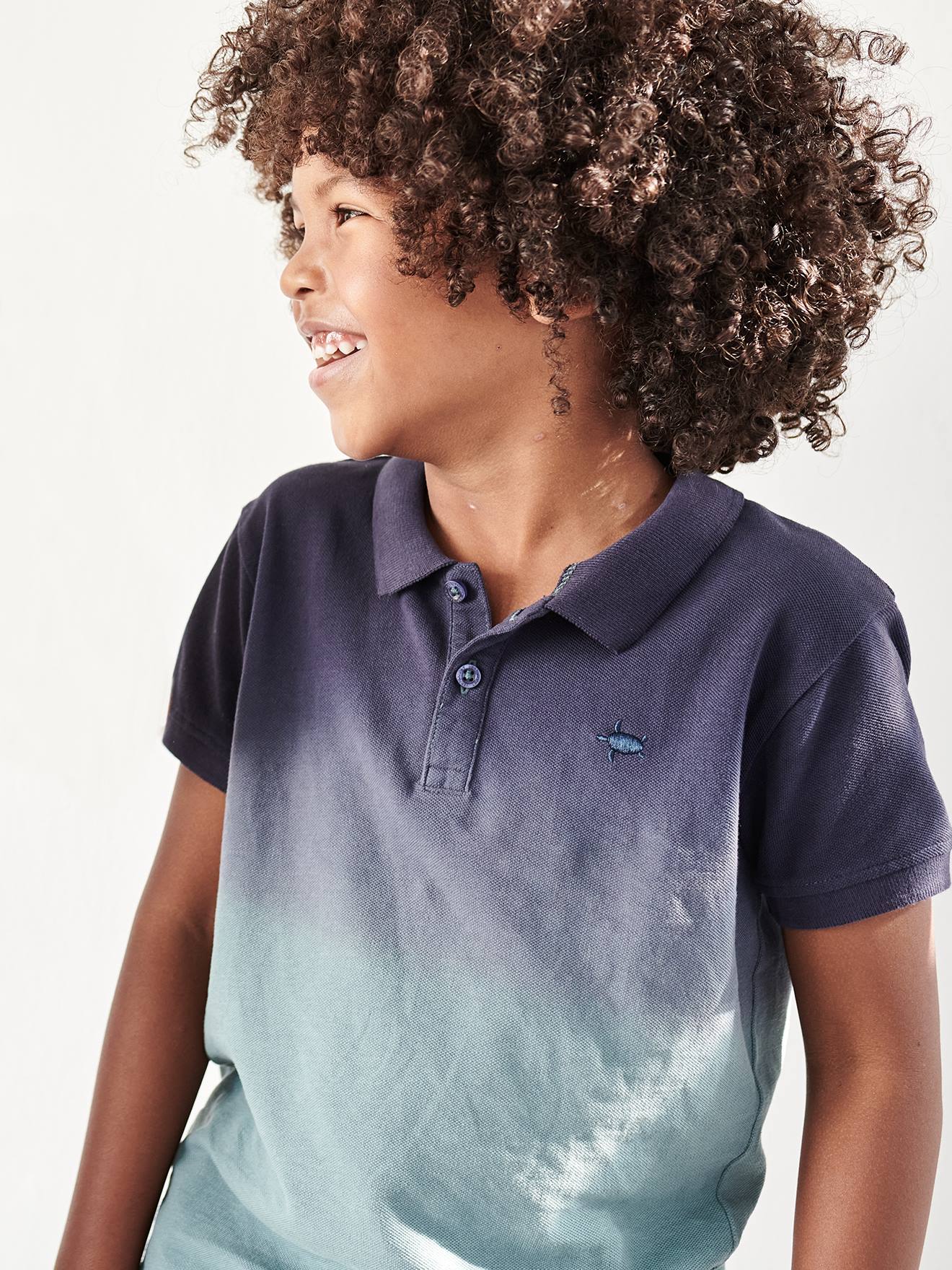 Polo garçon Dip & Dye dark bleu indigo