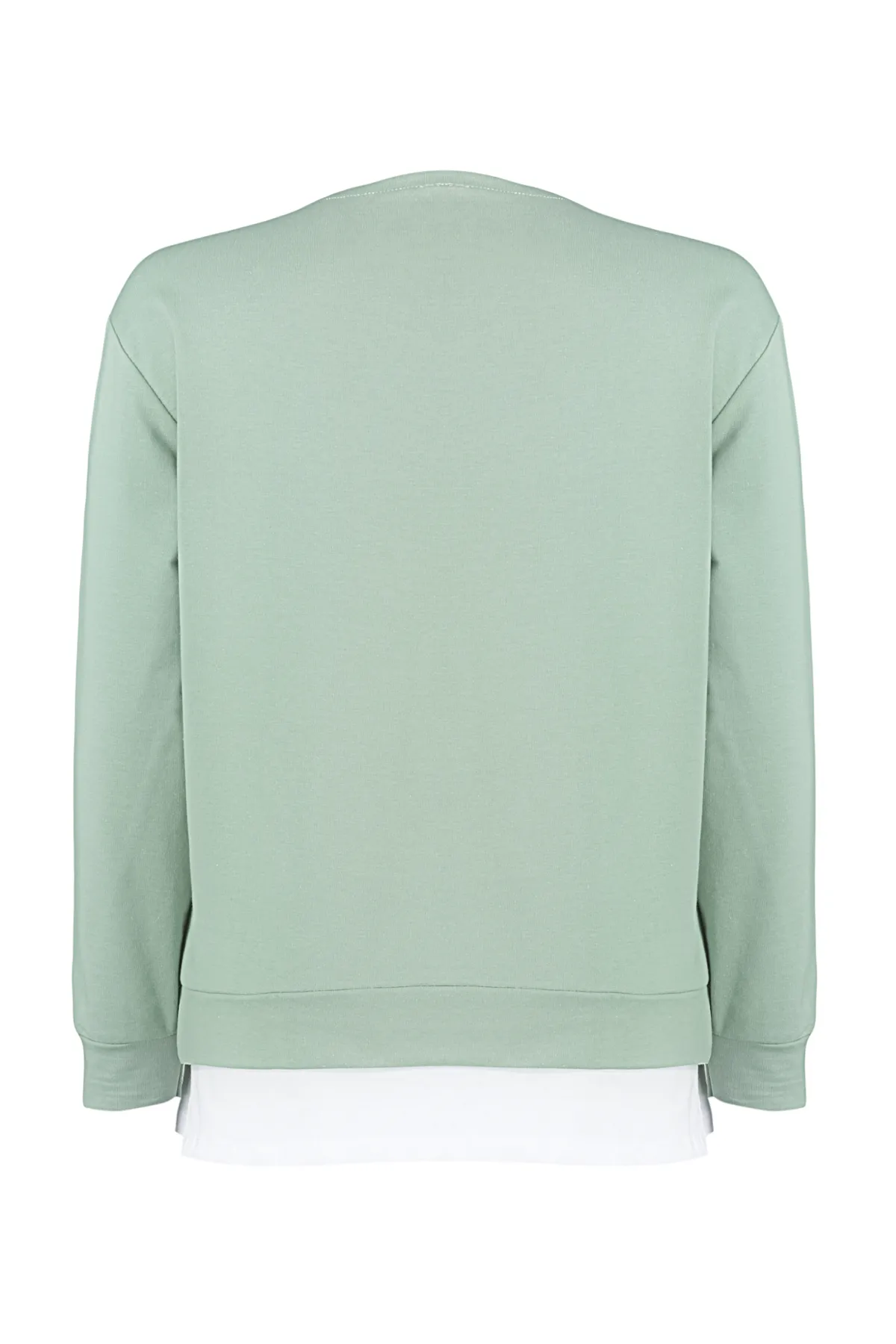 Trendyol Curve  Grünes Entfernen des unteren T-Shirt-Looks, dünnes gestricktes Sweatshirt TBBAW23AO00024
