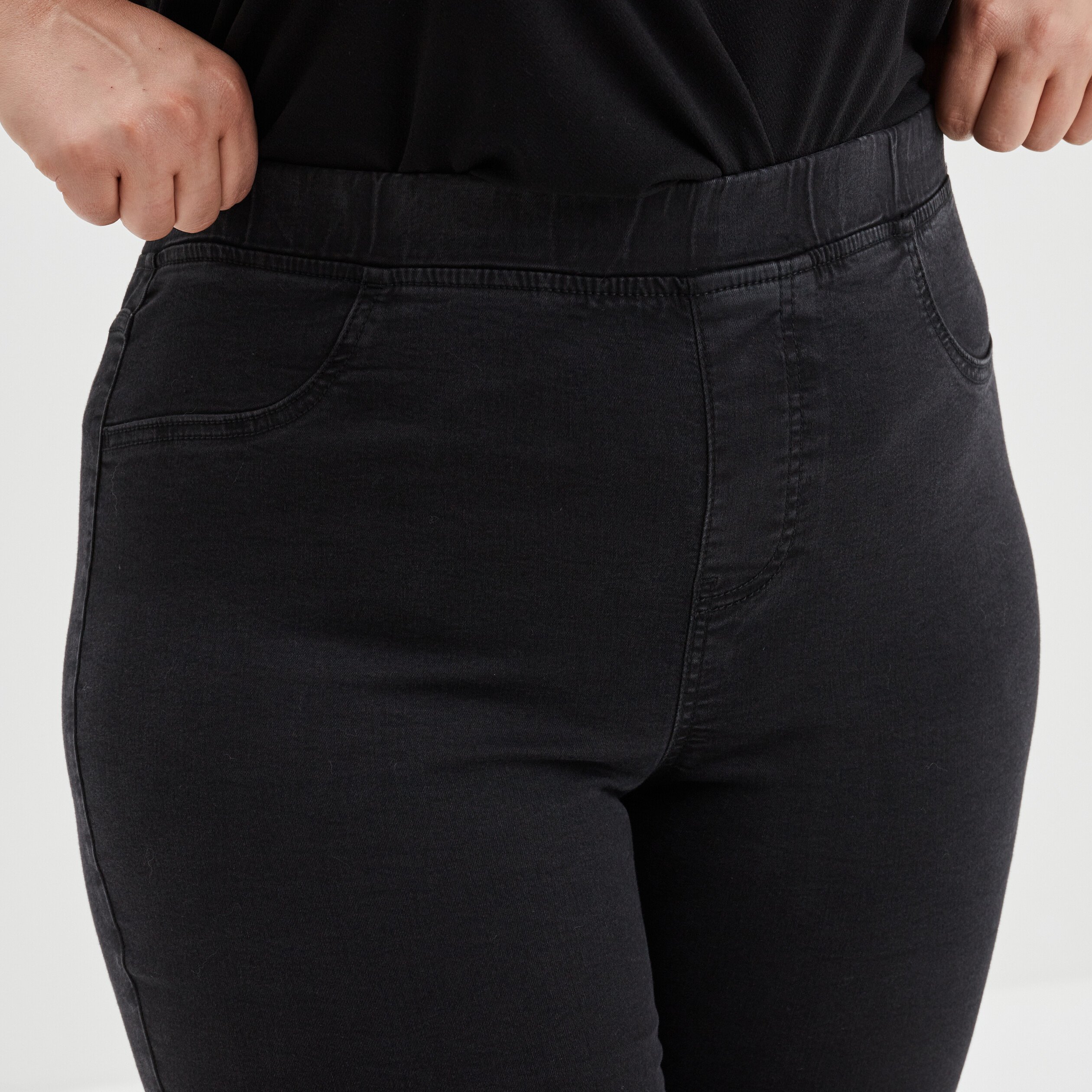 Jegging taille haute matière recyclée denim noir femme grande taille | La Halle