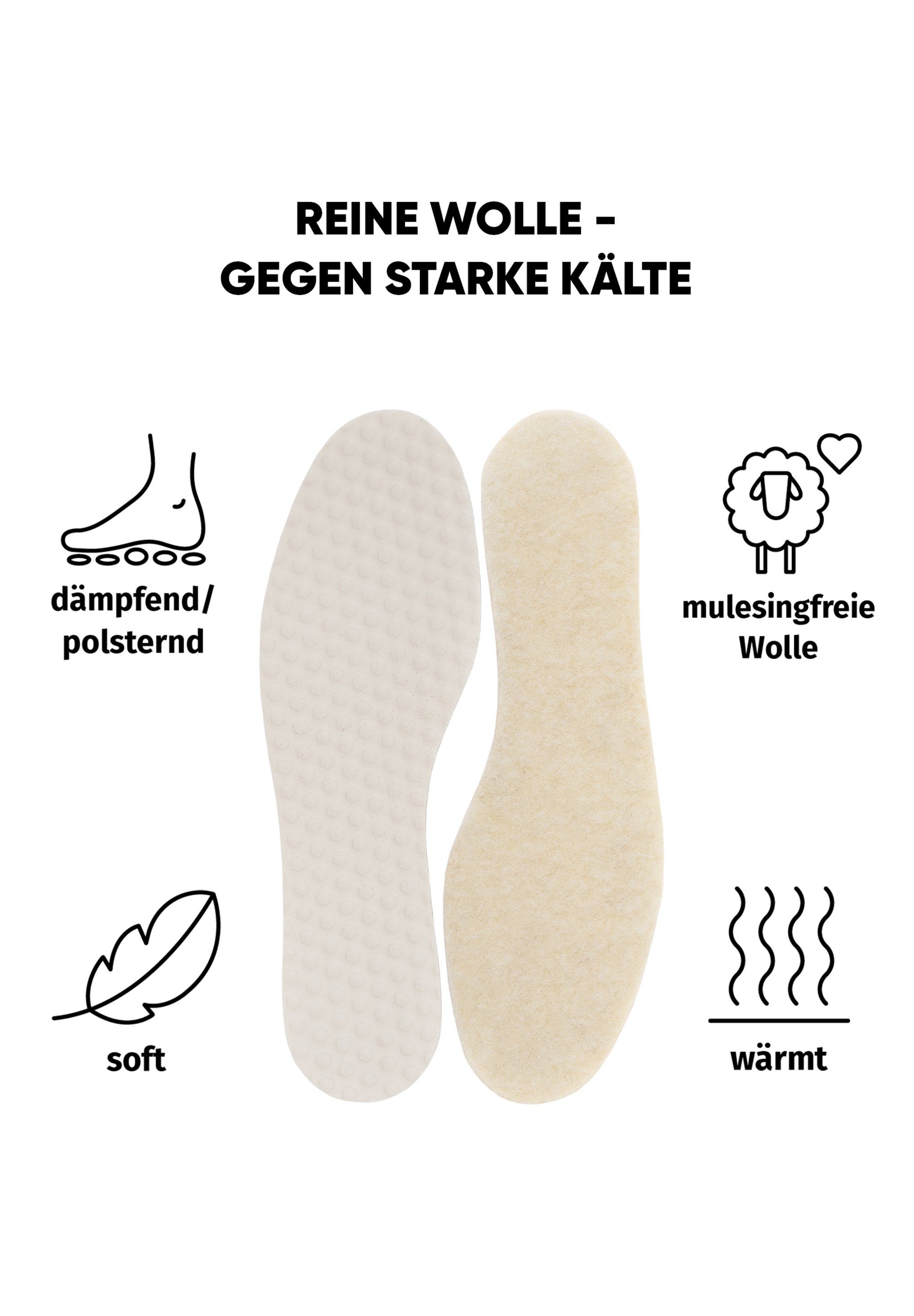 BAMA Group Einlegesohlen Wollsohle 2er Pack - reine Wolle, Komforteinlegesohle aus reiner Wolle für besonders kalte Wintertage