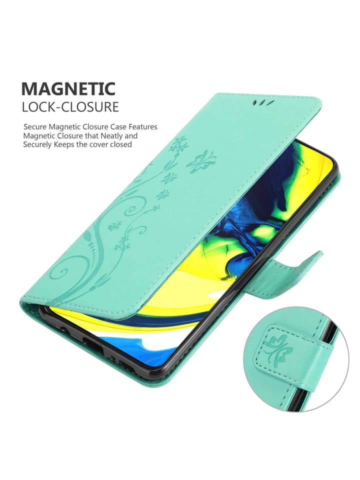 cadorabo Hülle für Samsung Galaxy A80 / A90 4G Blumen Design in FLORAL TÜRKIS günstig kaufen onesize
