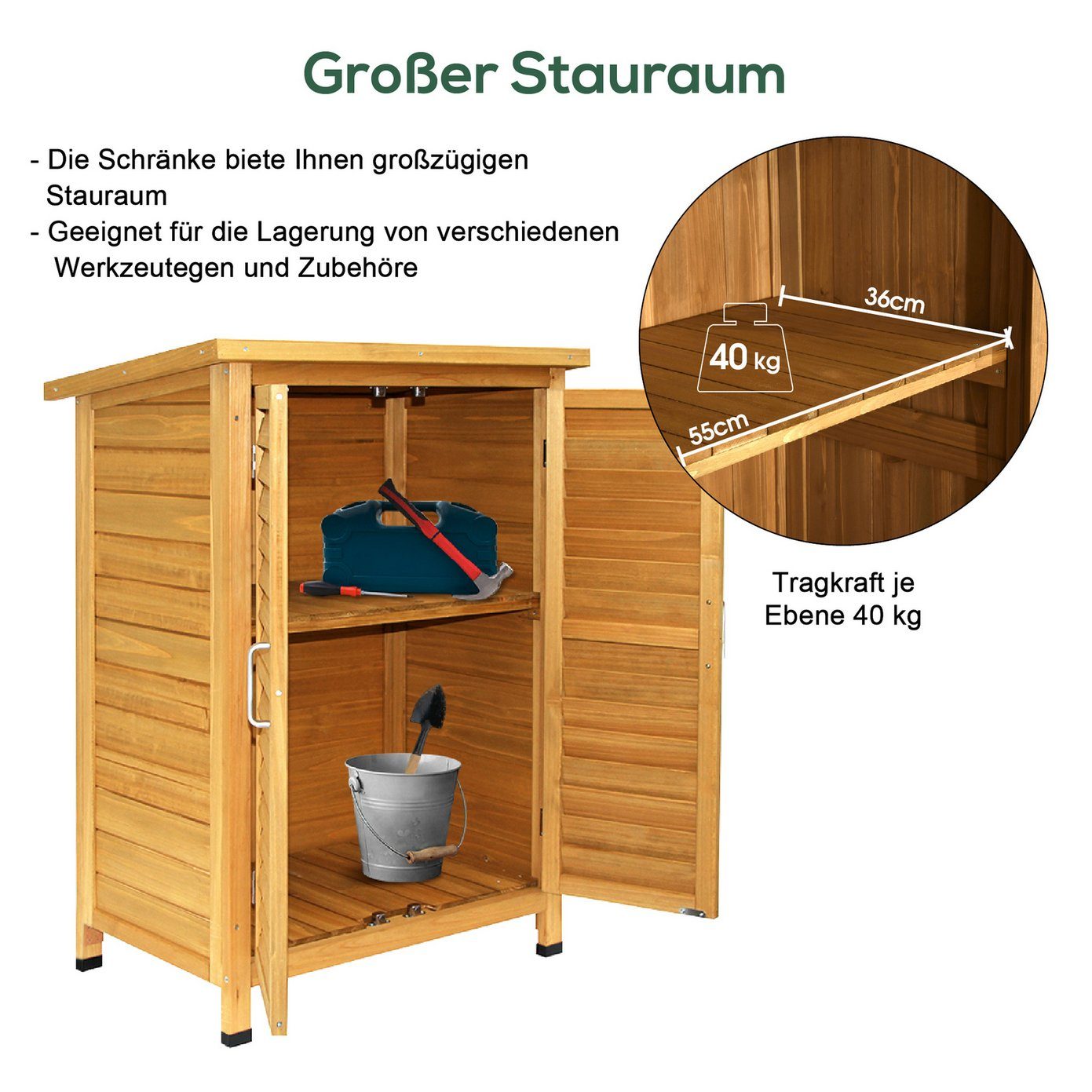 MCombo Gartenbox MCombo Gartenschrank Geräteschuppen Werkzeugschrank 0690/0870/1280, Outdoor-Schrank Gartenbox, aus Holz