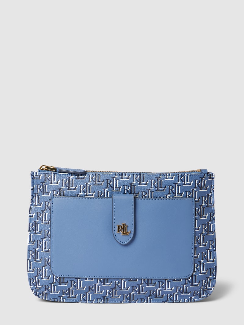 Umhängetasche mit Allover-Logo Modell 'JAMEY' in blau