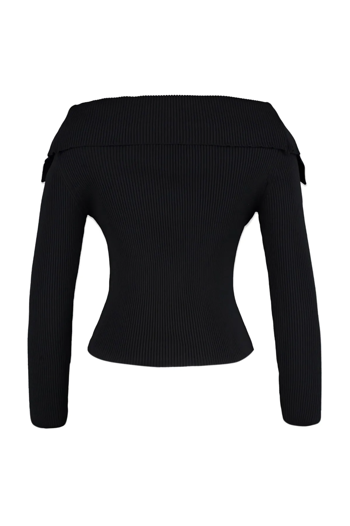 Trendyol Collection  Schwarzer Strickpullover mit Kragendetail TWOAW22KZ0993