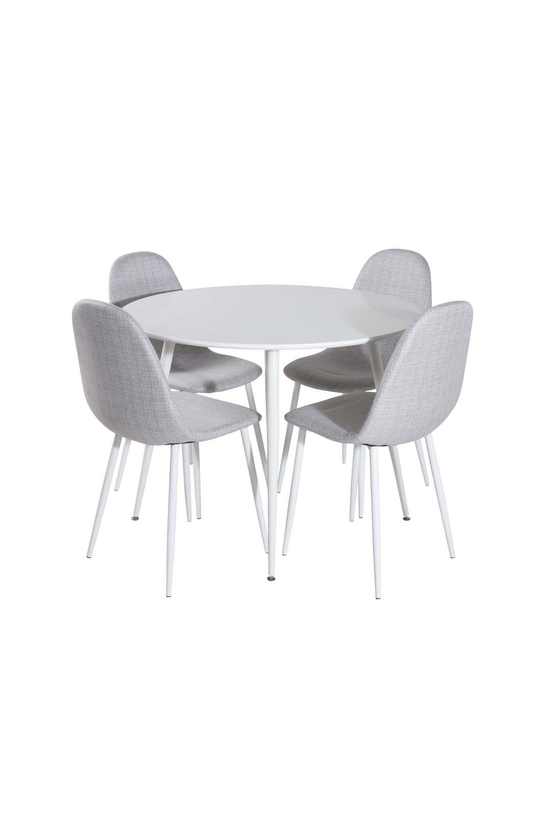 ebuy24 Essgruppe Plaza Essgruppe Tisch weiß und 4 Polar Stühle grau
