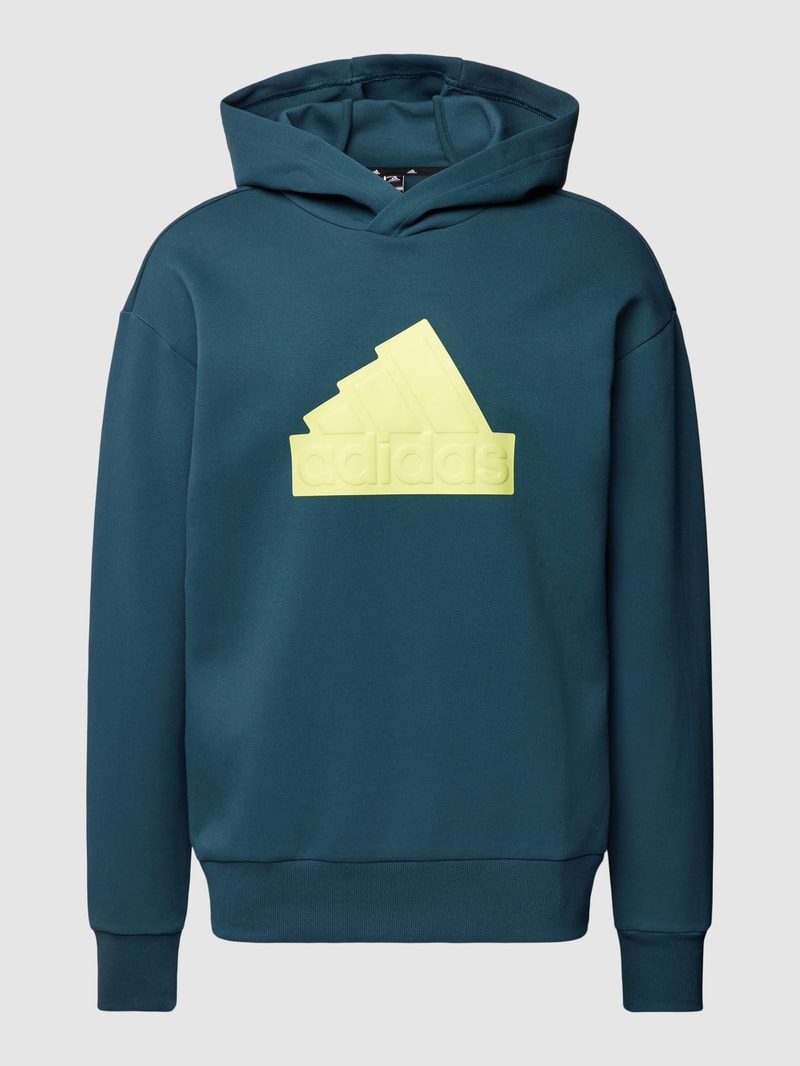 Hoodie mit Logo-Print in petrol