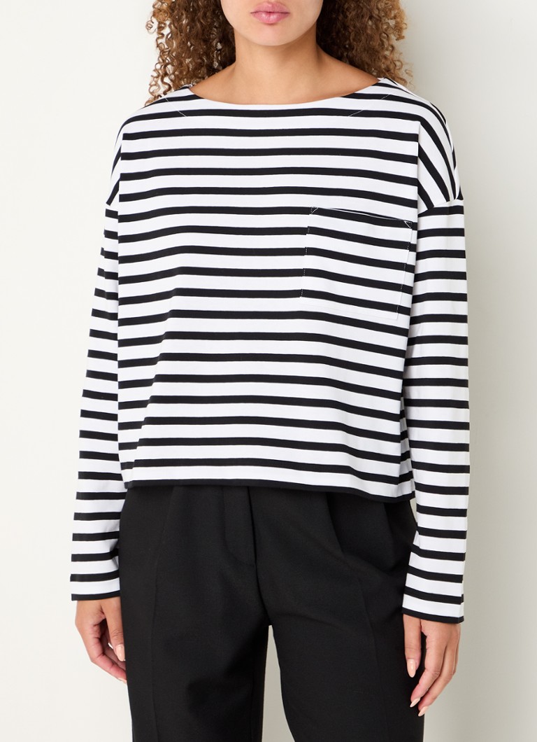 Camicia a maniche lunghe a righe con taschino sul petto di Max & Co Donna.