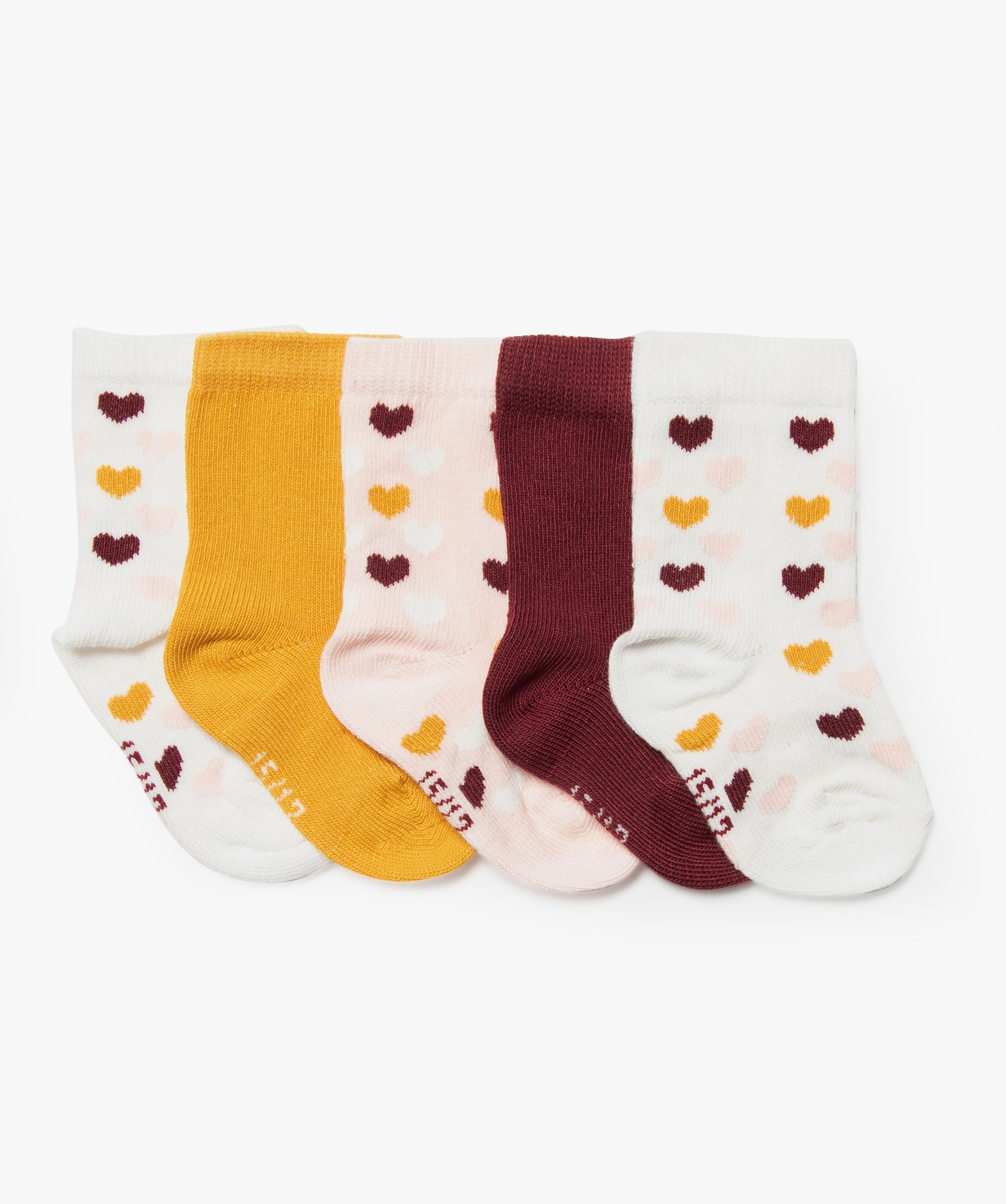 Chaussettes bébé fille modèles variés (lot de 5) rose | GEMO