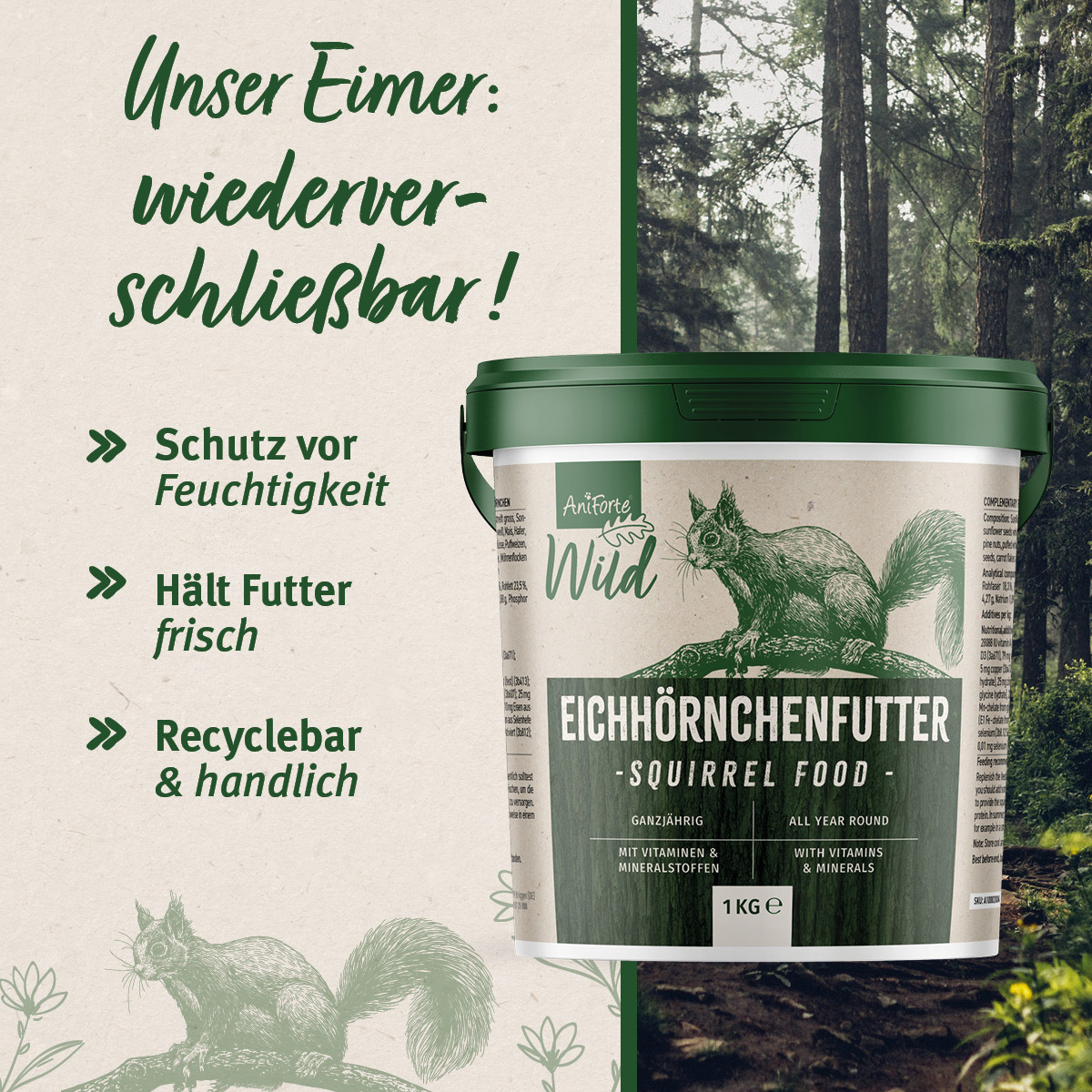 Aniforte Eichhörnchen Aniforte Eichhörnchenfutter 1 kg