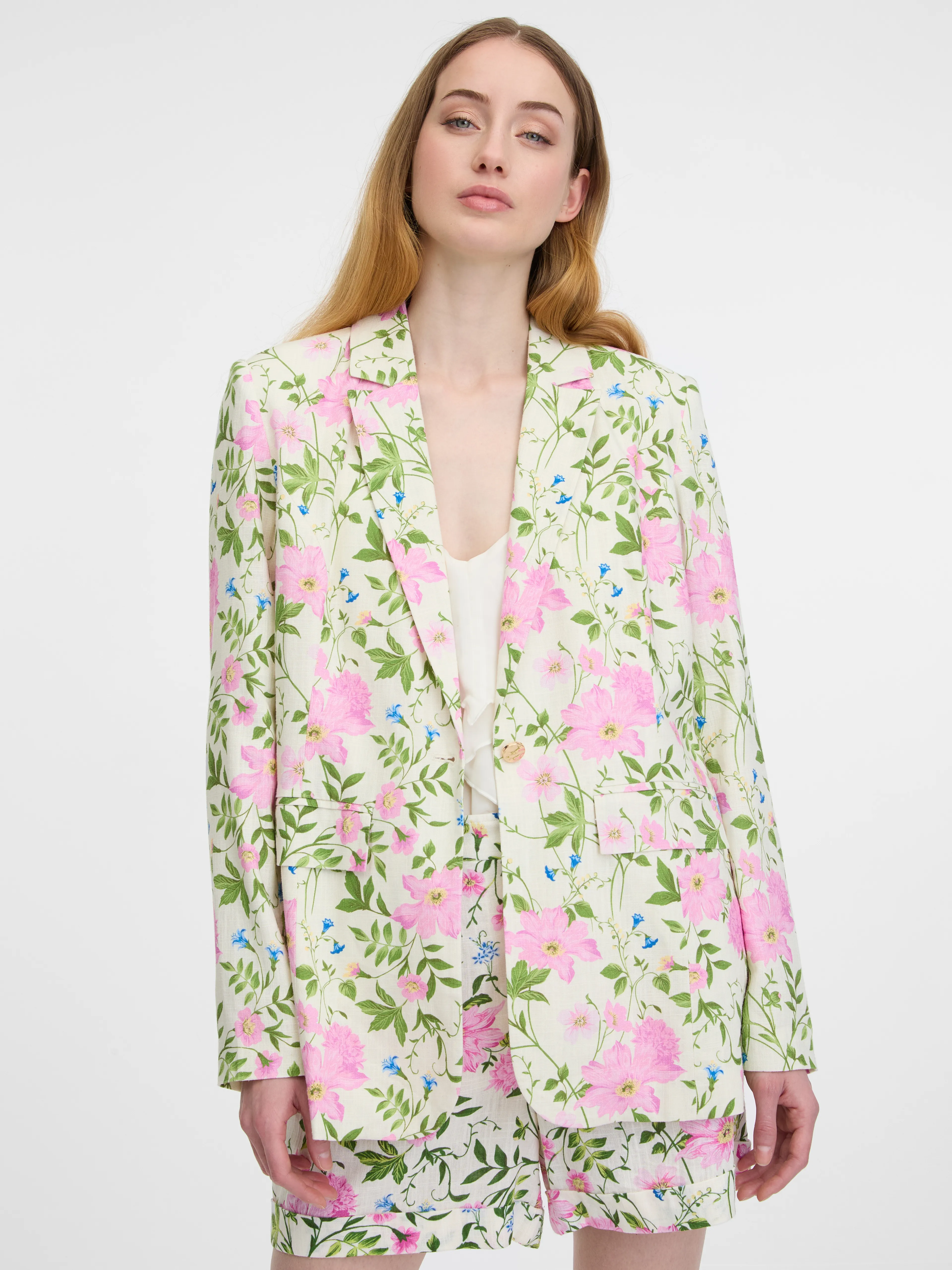Cremefarbener Damenblumenjacke ORSAY