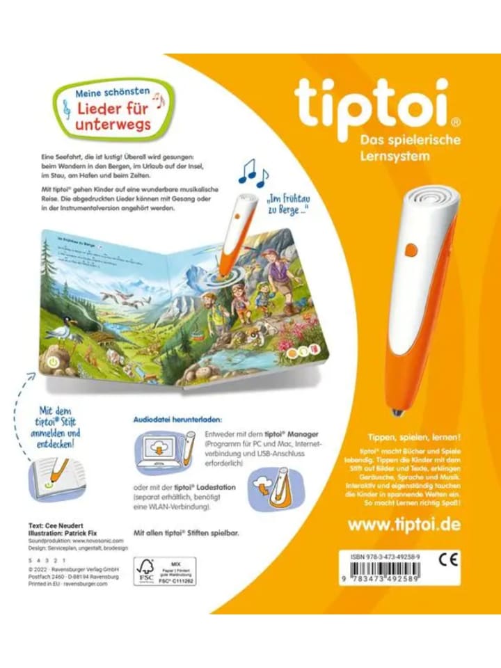 Ravensburger tiptoi® Meine schönsten Lieder für unterwegs günstig kaufen onesize