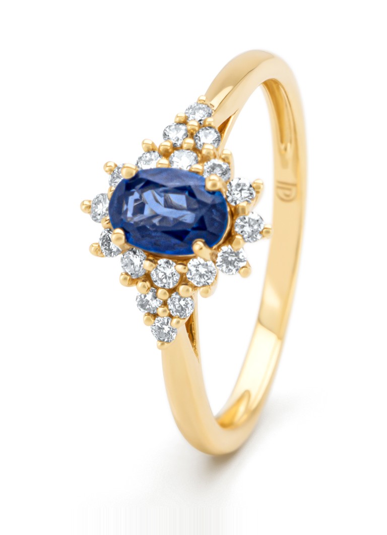 Diamond Point Yellow gold ring, 0.60 ct blue sapphire, Eden