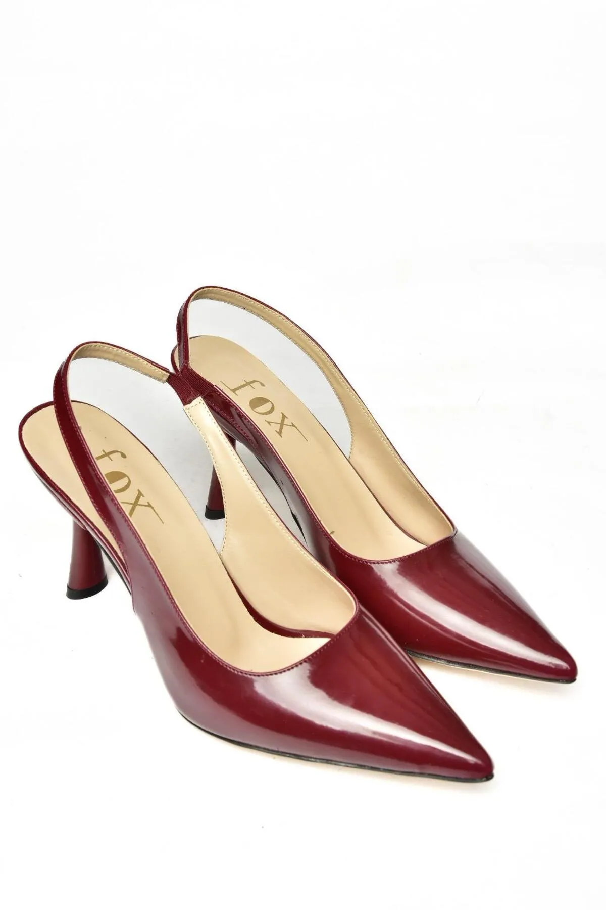 Fox Shoes  S369748208 Weinrote Damenschuhe aus Lackleder mit dünnem Absatz und spitzer Zehenpartie