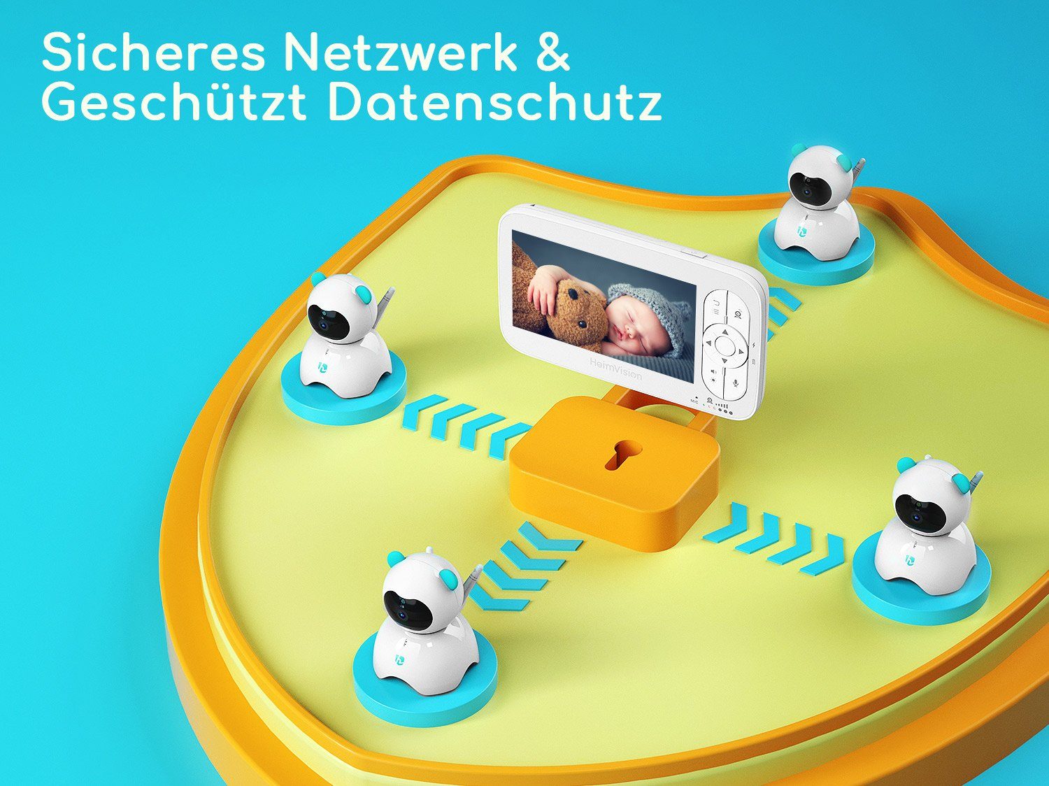 HeimVision Babyphone HM136, Packung, Babyphone mit Kamera, Heimvision 1080P LCD Temperatur akustischerAlarm Nachtsicht Wiegenlied