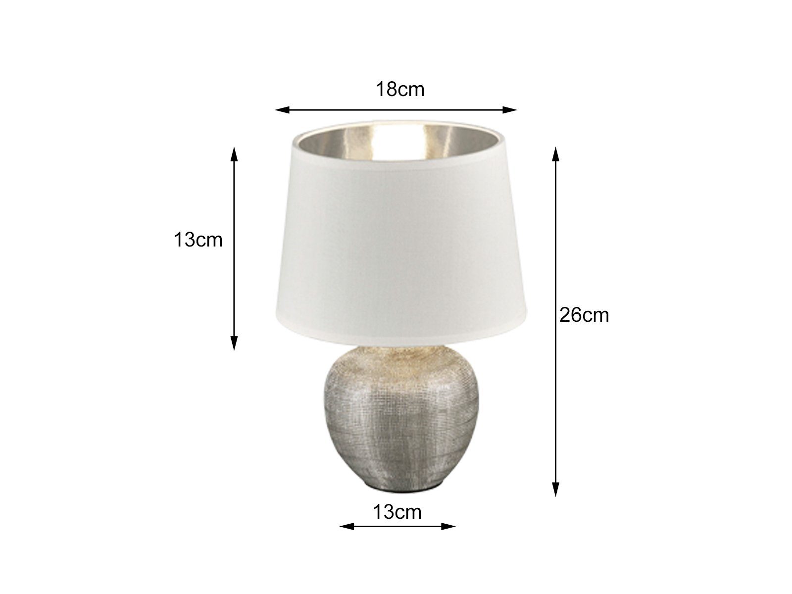 meineWunschleuchte LED Nachttischlampe, Dimmfunktion, LED wechselbar, Warmweiß, kleine Designer Fensterlampe für Fensterbank Lampenschirm Stoff H 26cm