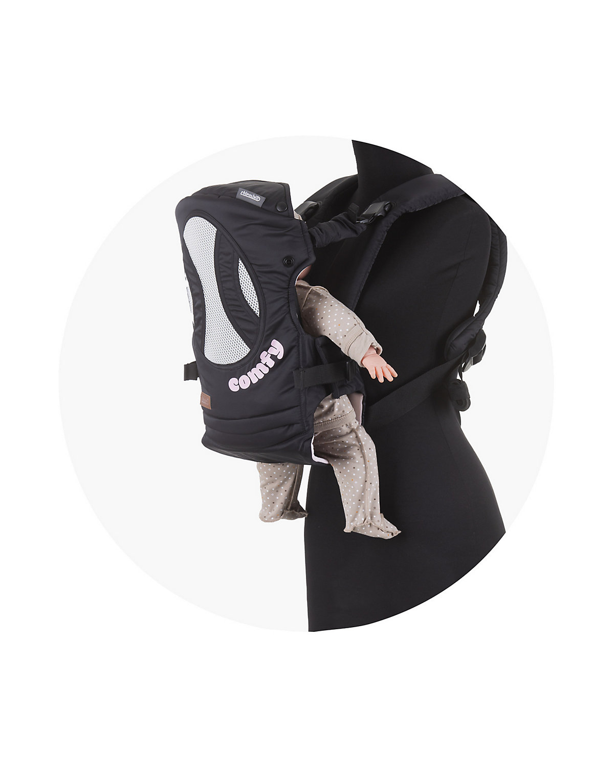 Babytrage Comfy 3 in 1 Bauch- und Rückentrage 4 Positionen bis 9 kg ab Geburt Babytragen