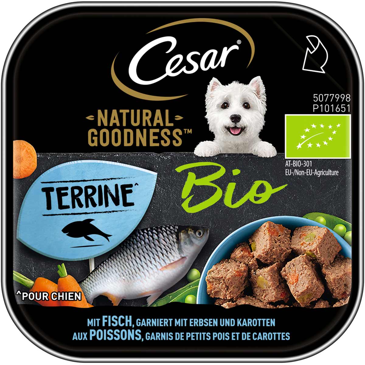 Cesar Natural Goodness Bio mit Fisch, Erbsen & Karotten