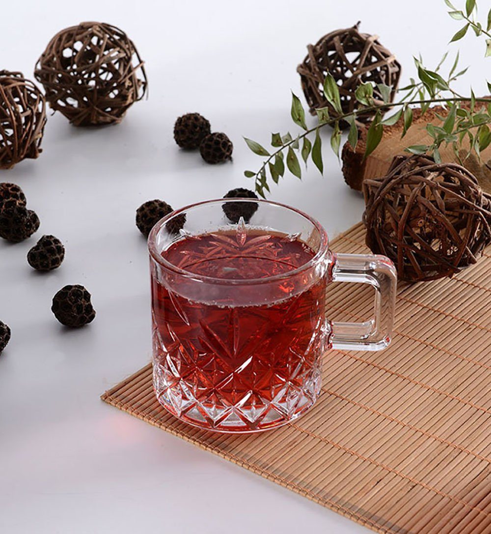 Pasabahce Gläser-Set 2er Timless, Glas, Becher mit Quarzgriff Teeglas Set 2 Teilig