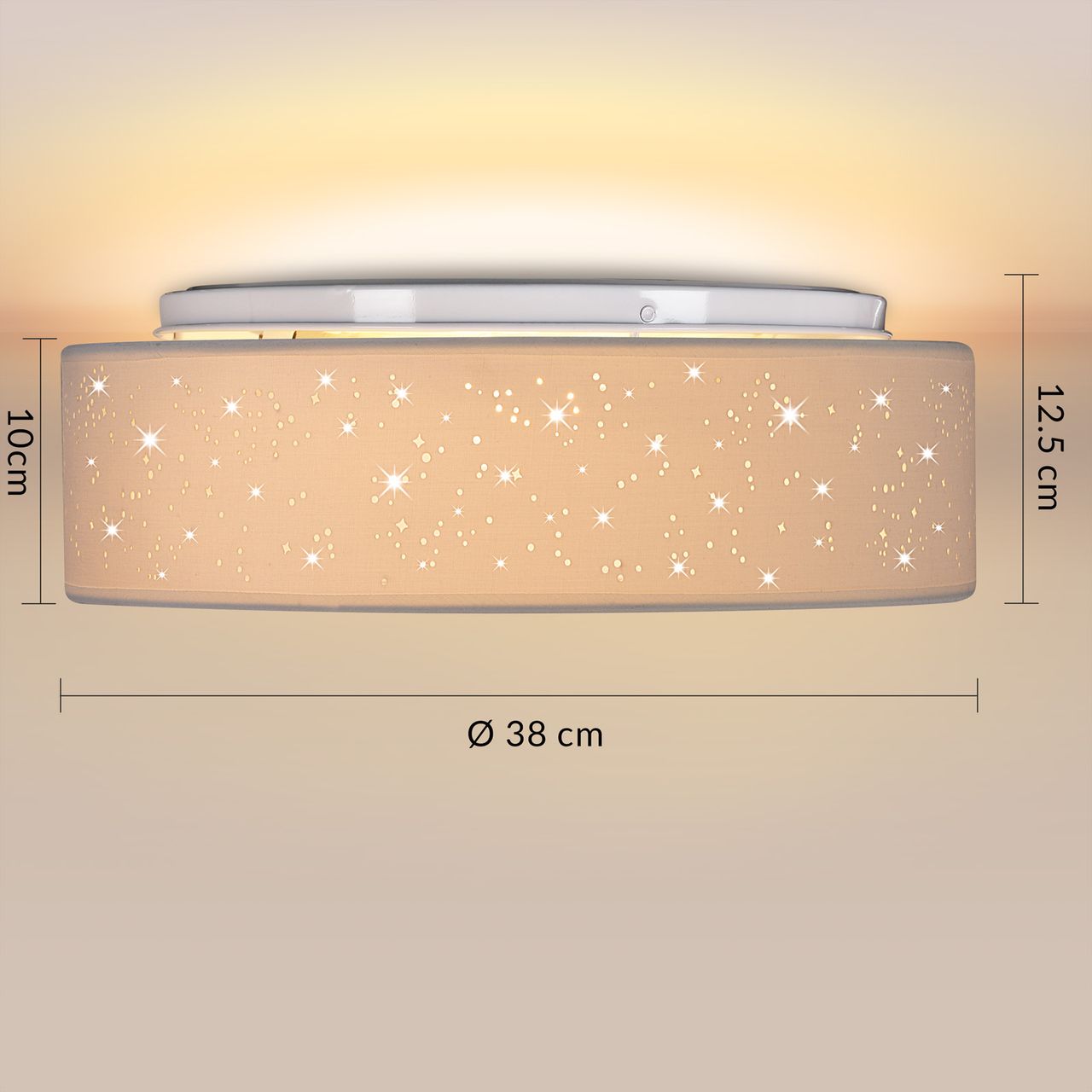 Casaria monzana® Deckenlampe Weiß Stoff Ø38cm Sternenhimmel