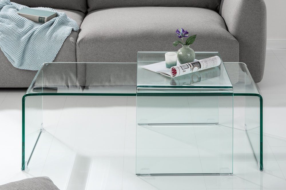 riess-ambiente Couchtisch FANTOME 100cm transparent (Set, 2-St), Wohnzimmer · Glas · eckig · Modern Design