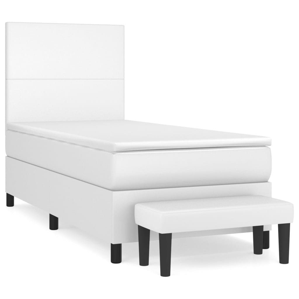 vidaXL Bett Boxspringbett mit Matratze Weiß 80x200 cm Kunstleder