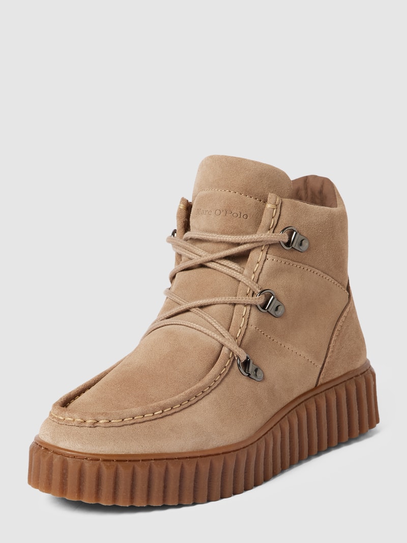 Schnürboots mit Label-Details in taupe