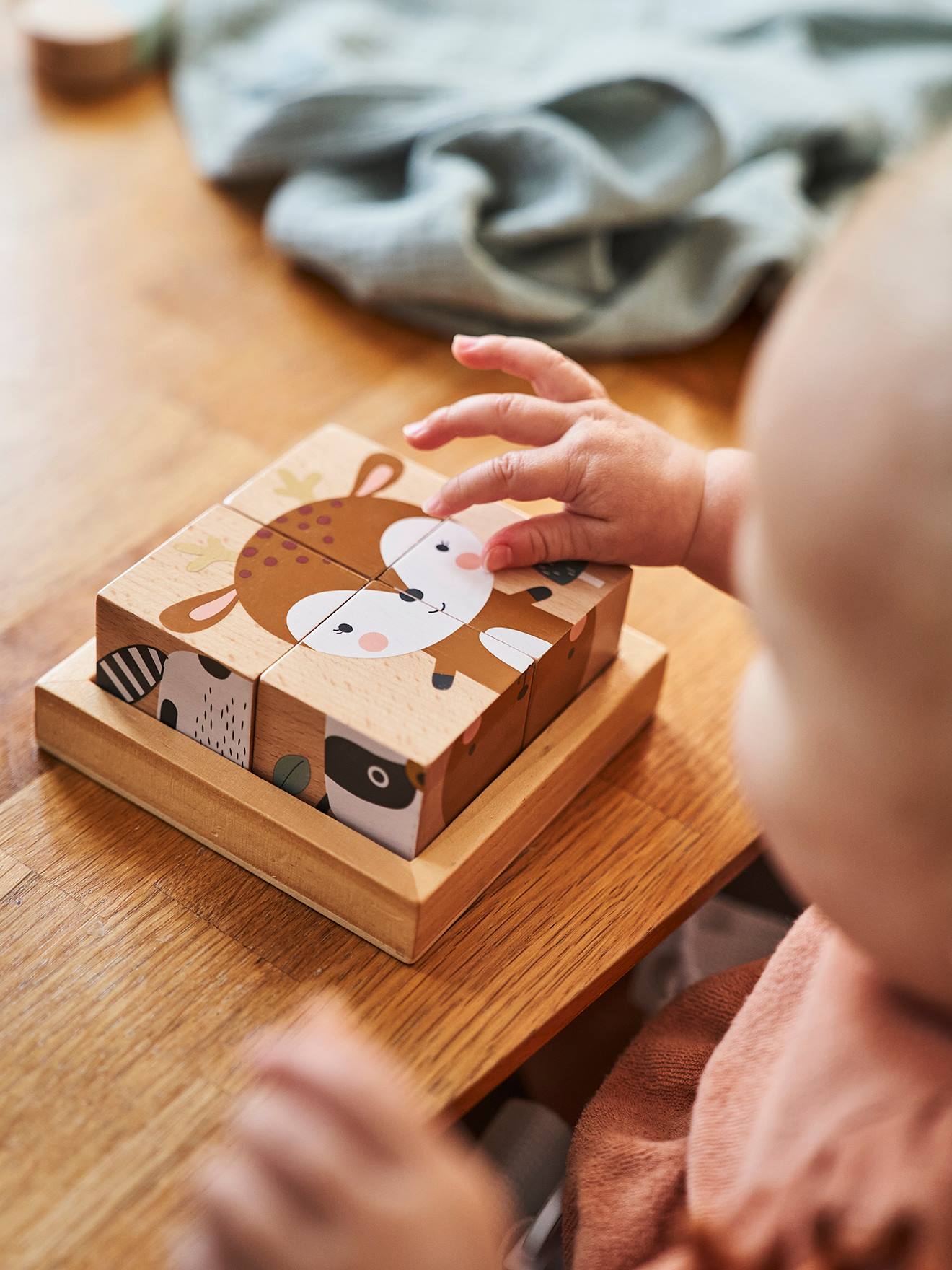 Puzzle 4 cubes Forêt Enchantée en bois FSC® multicolore
