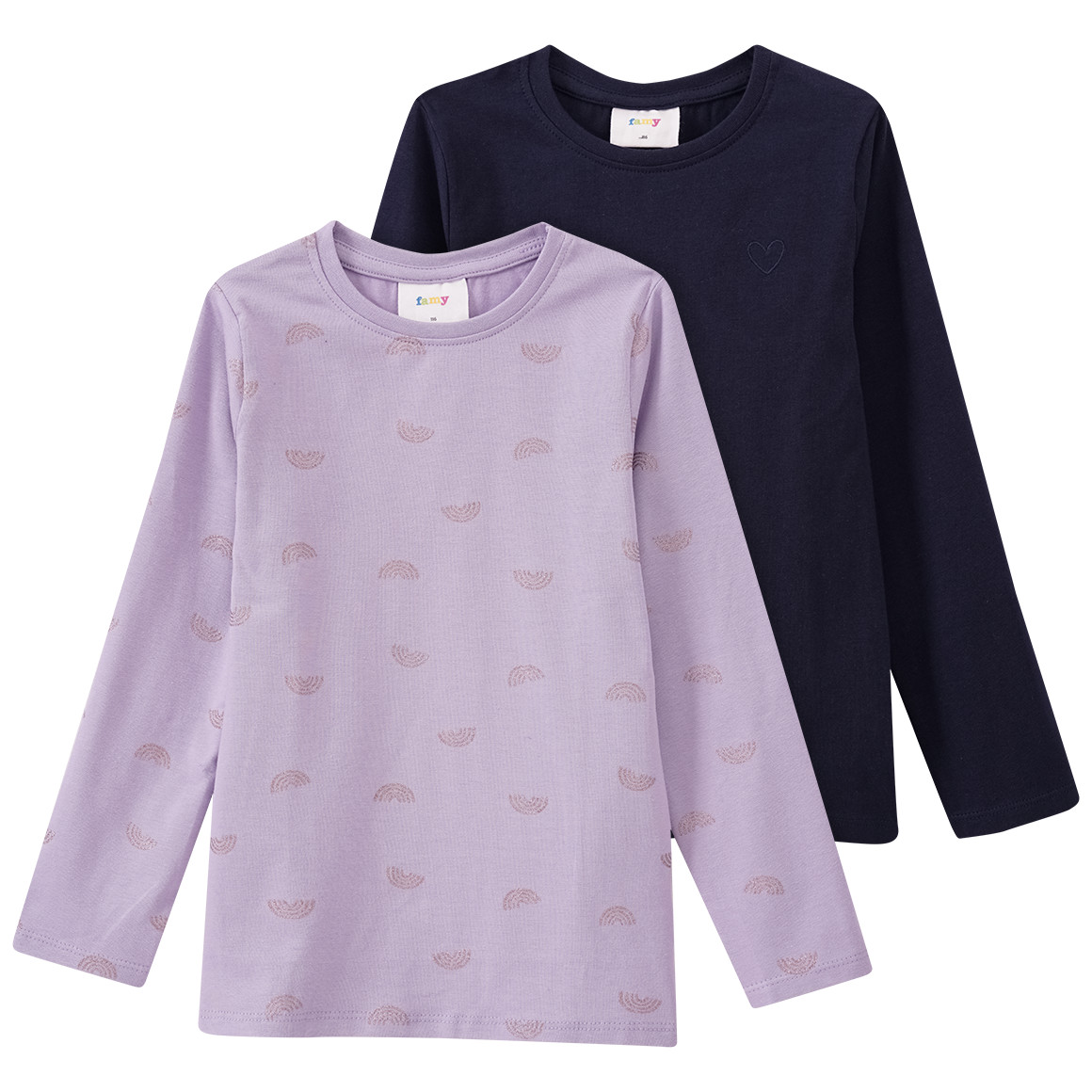 2 Mädchen Langarmshirts im Basic-Look